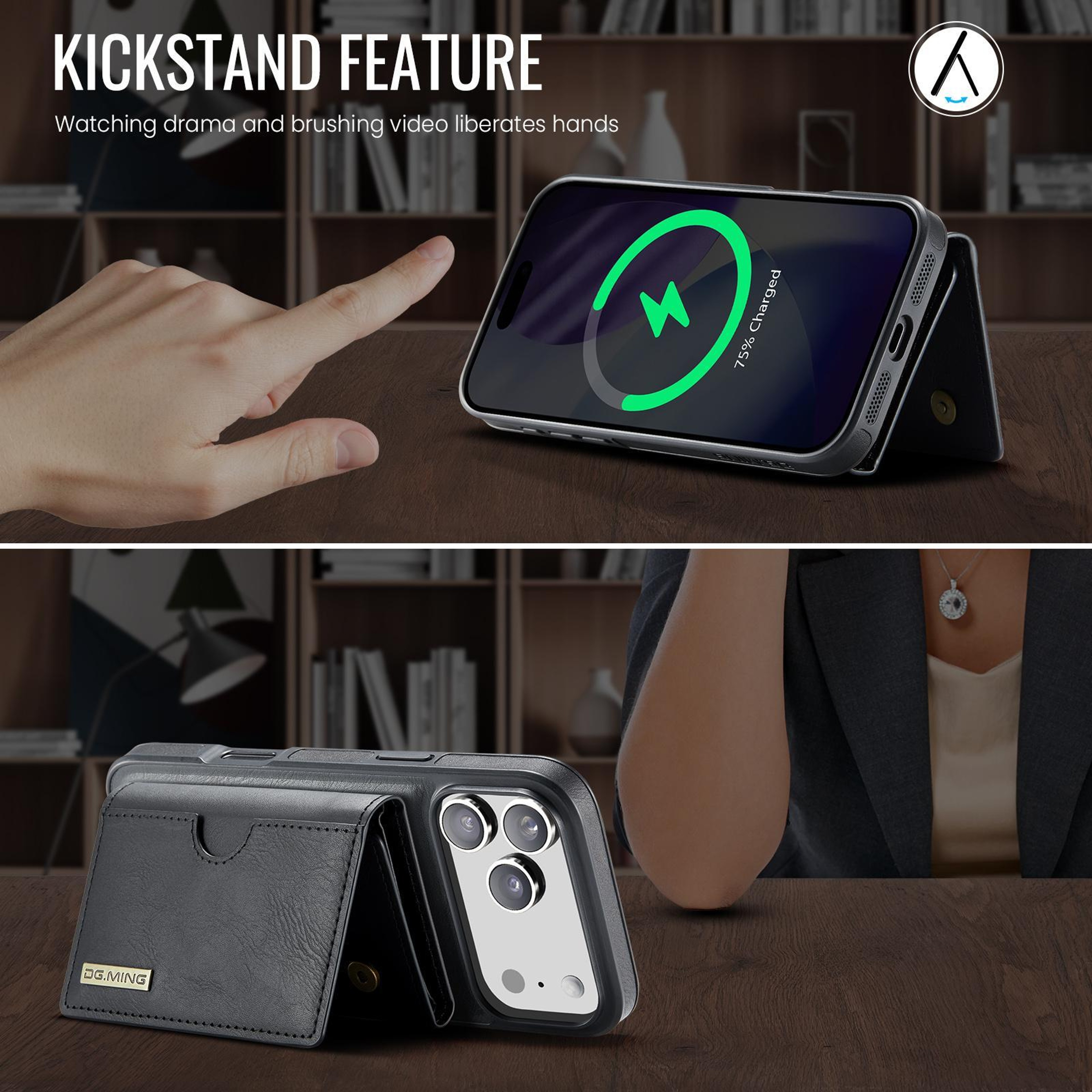 IPhone 18 Pro RFID Wallet Case With Detachable TriFold Leather Card Holder 7