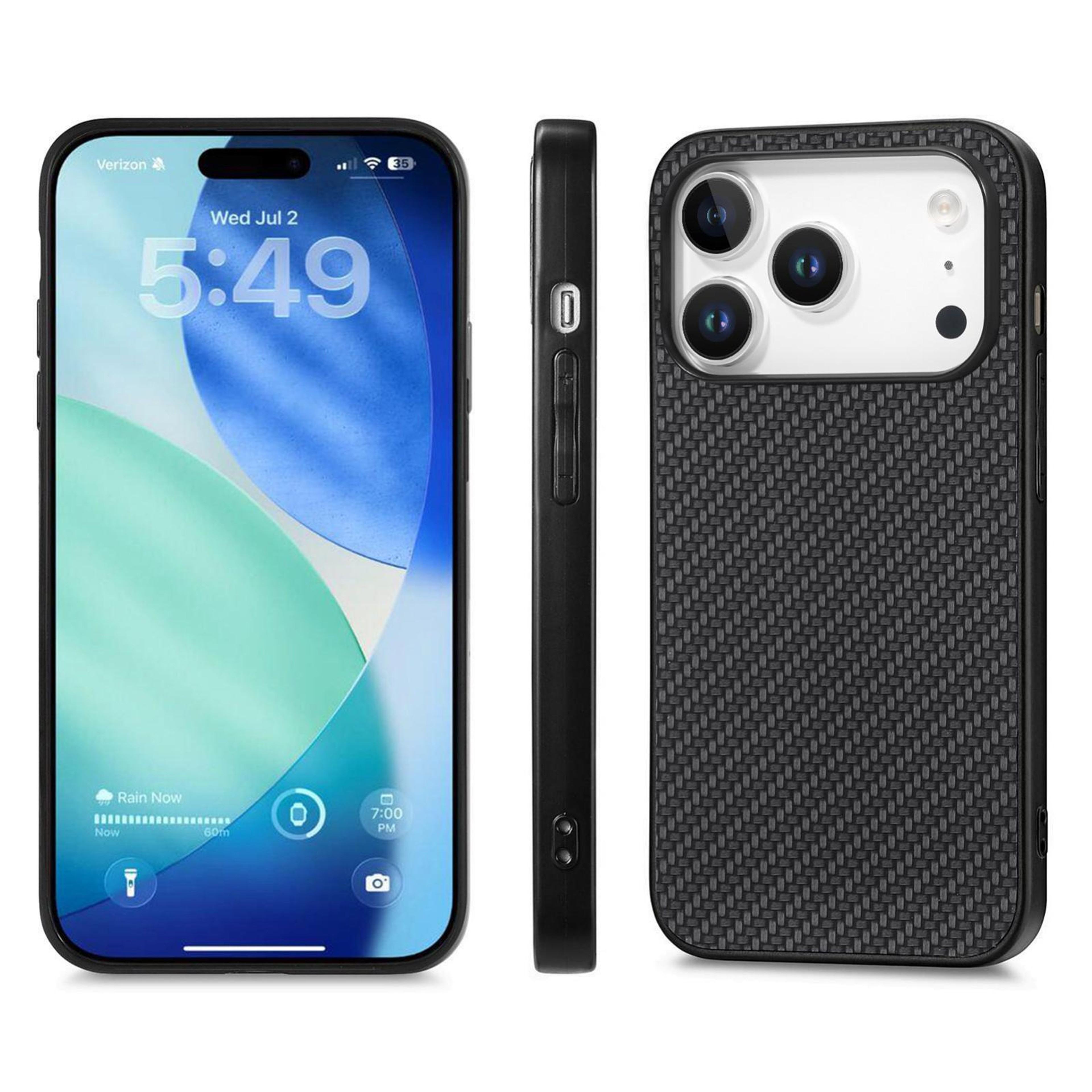 IPhone 18 Pro Max Carbon Fiber Texture PU Leather Phone Case 2