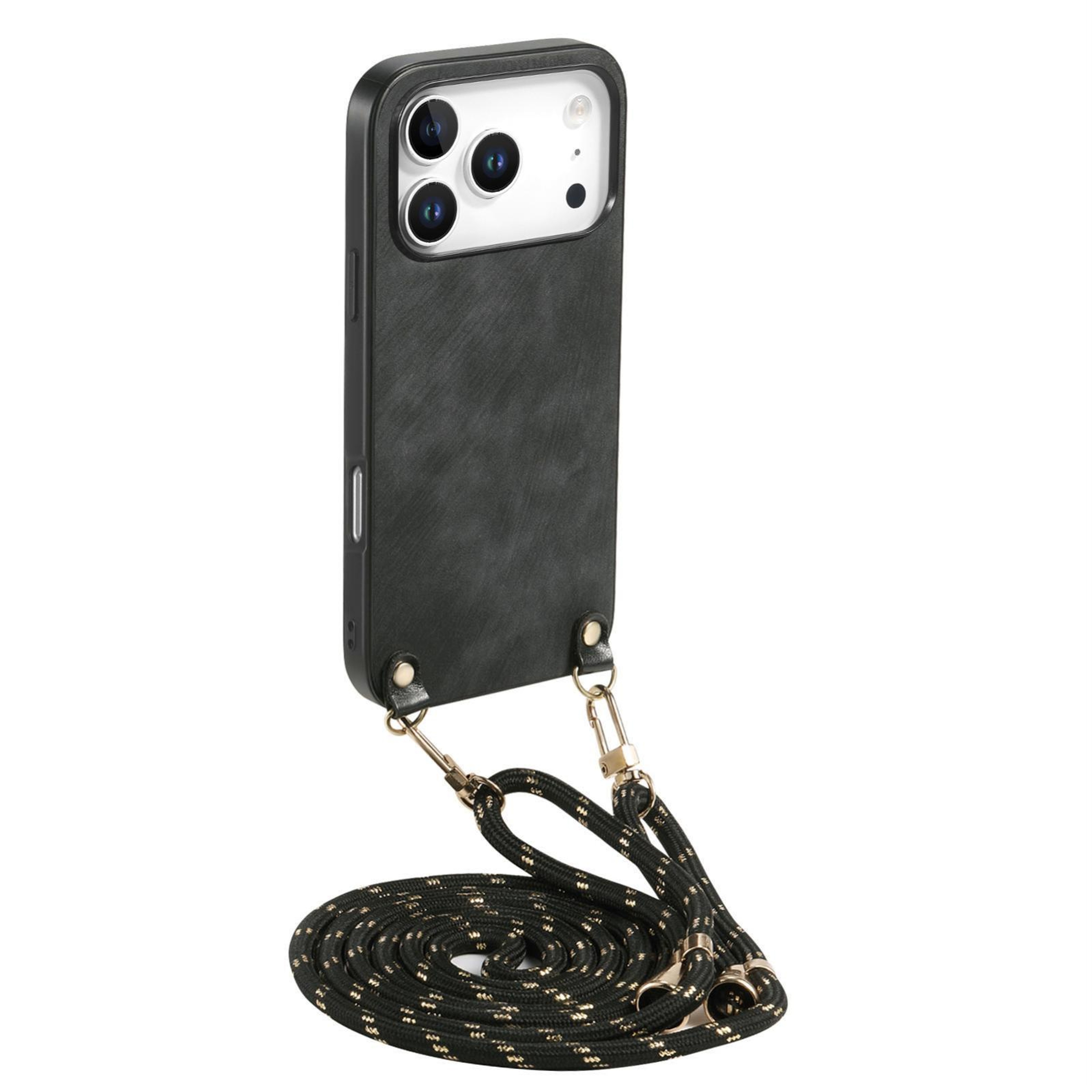 IPhone 18 Pro Max Vintage Leather Phone Case With Crossbody Strap 0