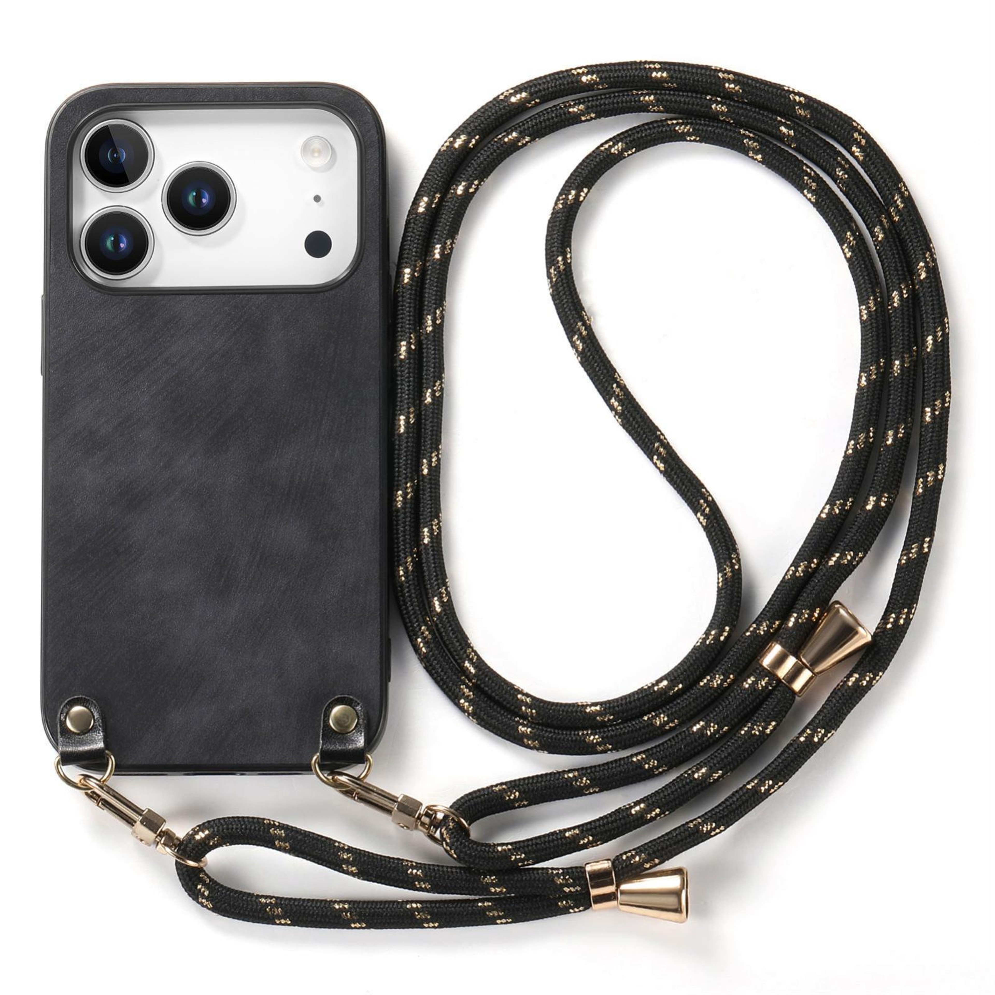 IPhone 18 Pro Max Vintage Leather Phone Case With Crossbody Strap 1