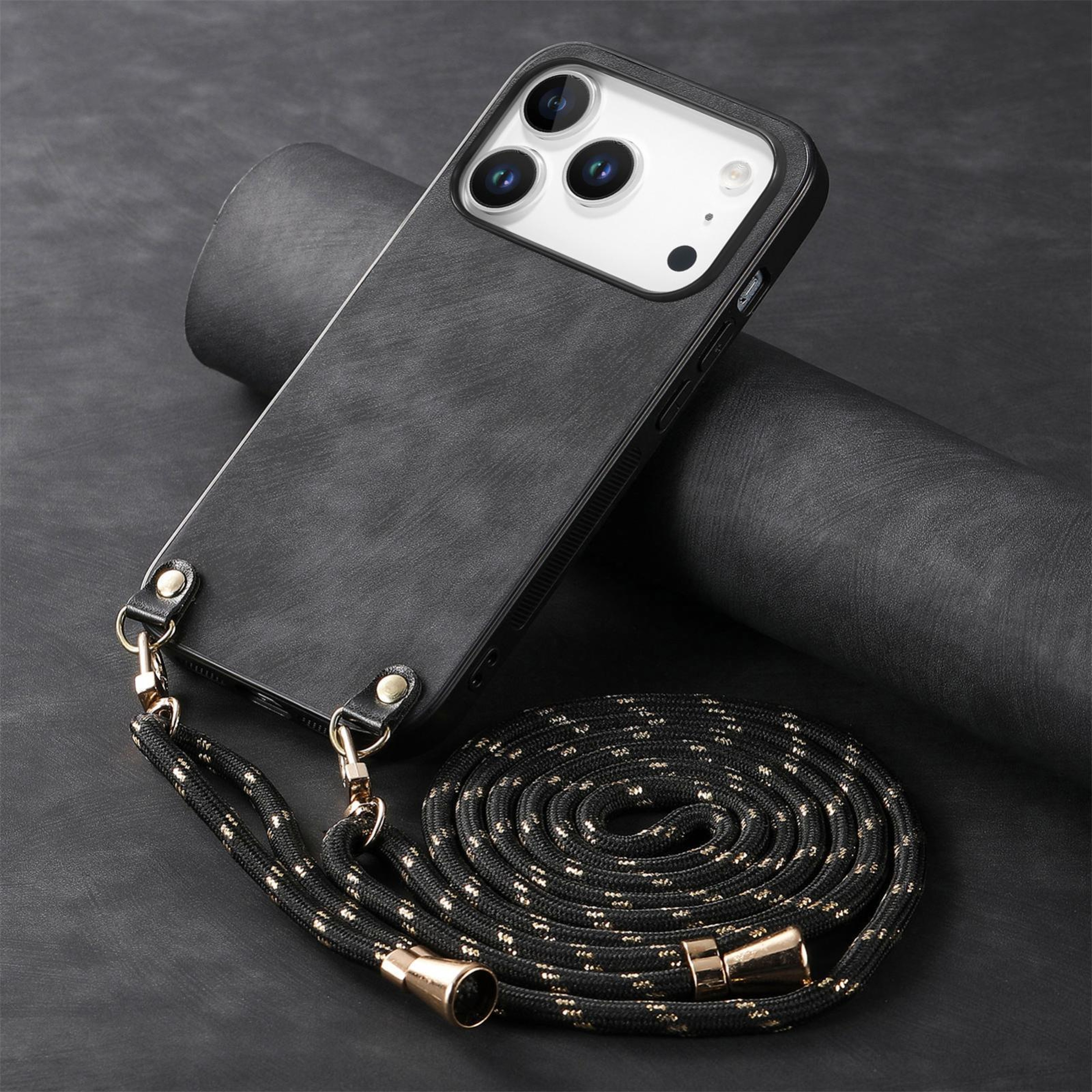 IPhone 18 Pro Max Vintage Leather Phone Case With Crossbody Strap 6