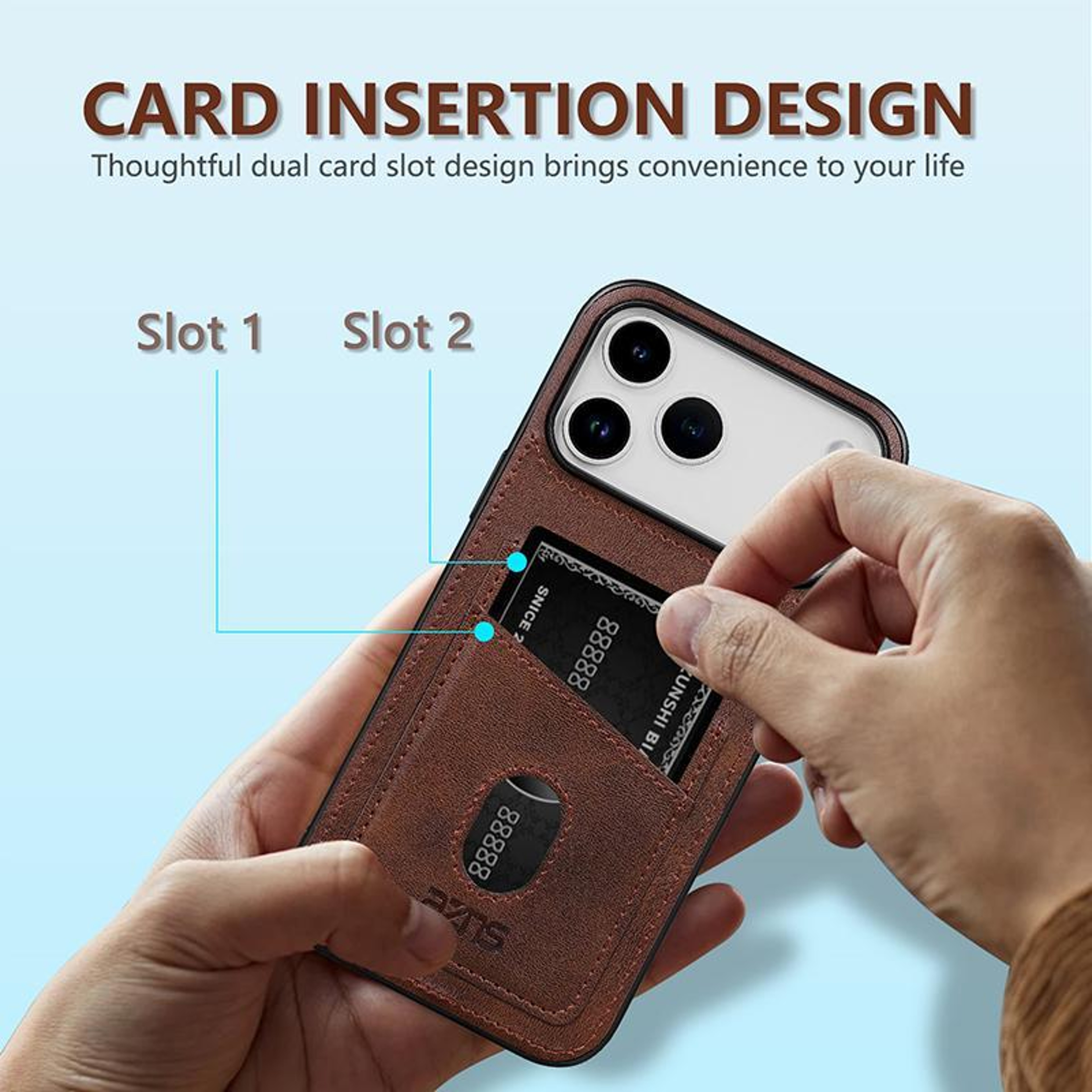 IPhone 18 Pro Leather Card Holder Case With Dual Card Slots  AZNS K1 Series 5