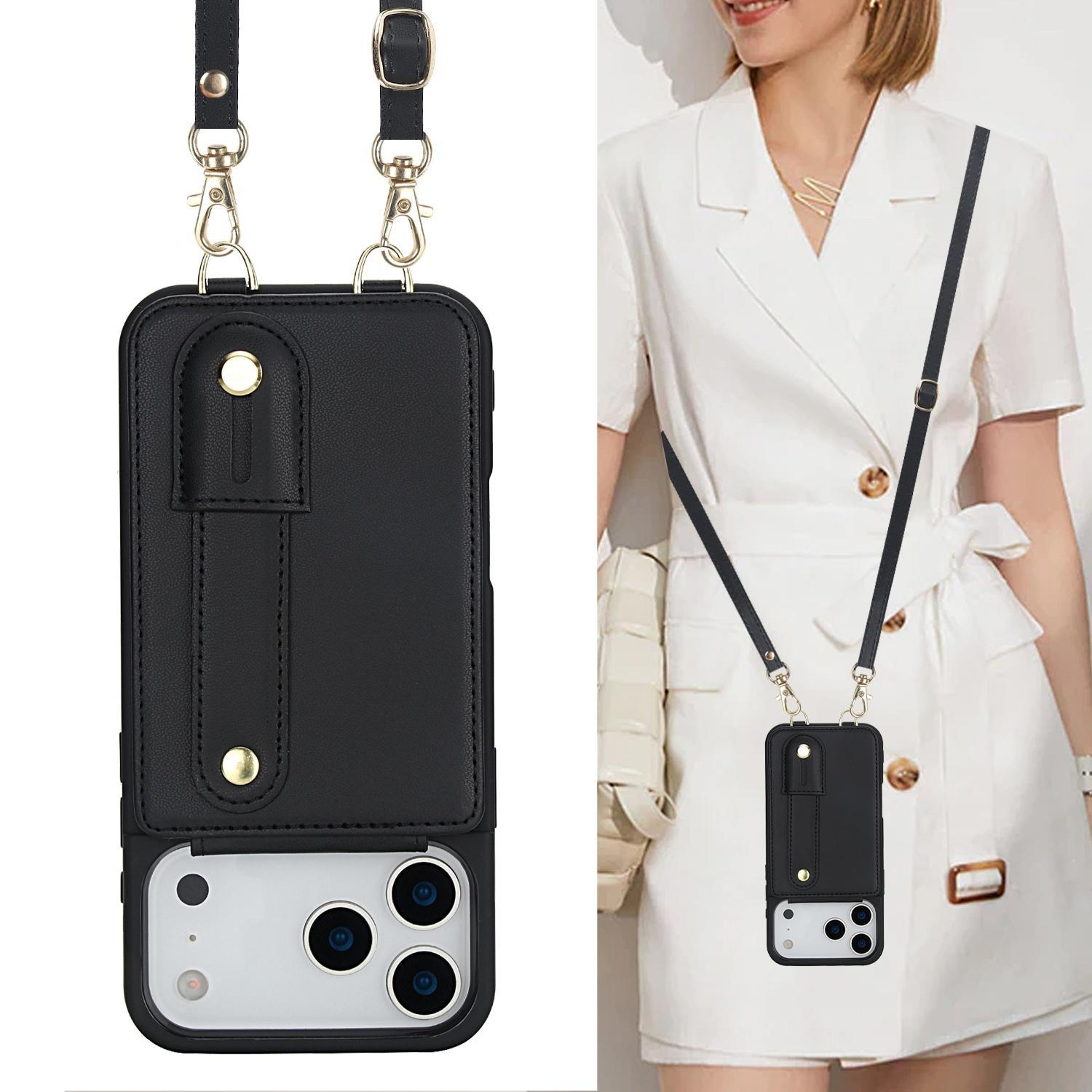 IPhone 18 Pro Max Flip Wallet Case With Wristband Stand And Crossbody Lanyard 7
