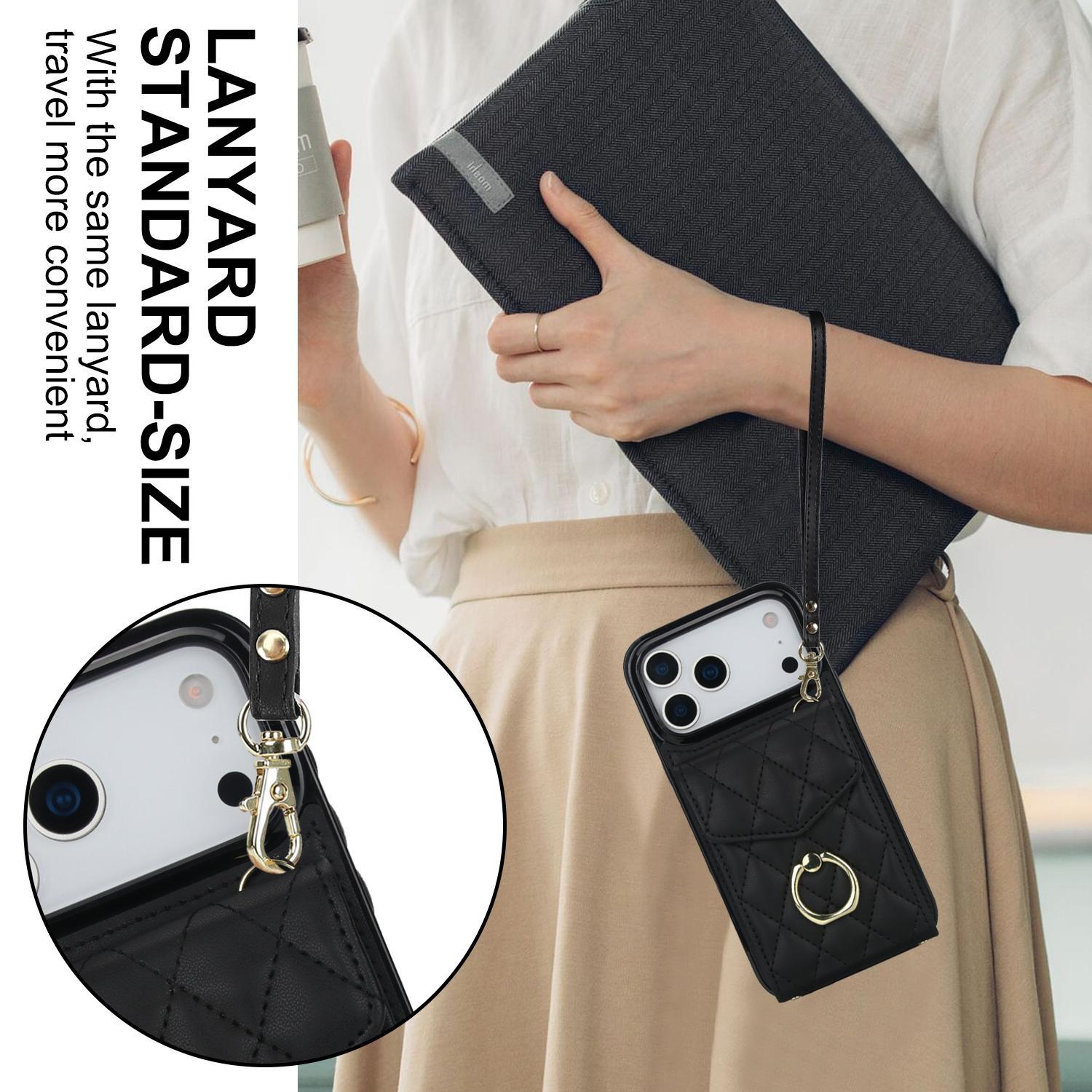 IPhone 18 Pro Max Wallet Case With RFID Protection And Long Crossbody Lanyard 5