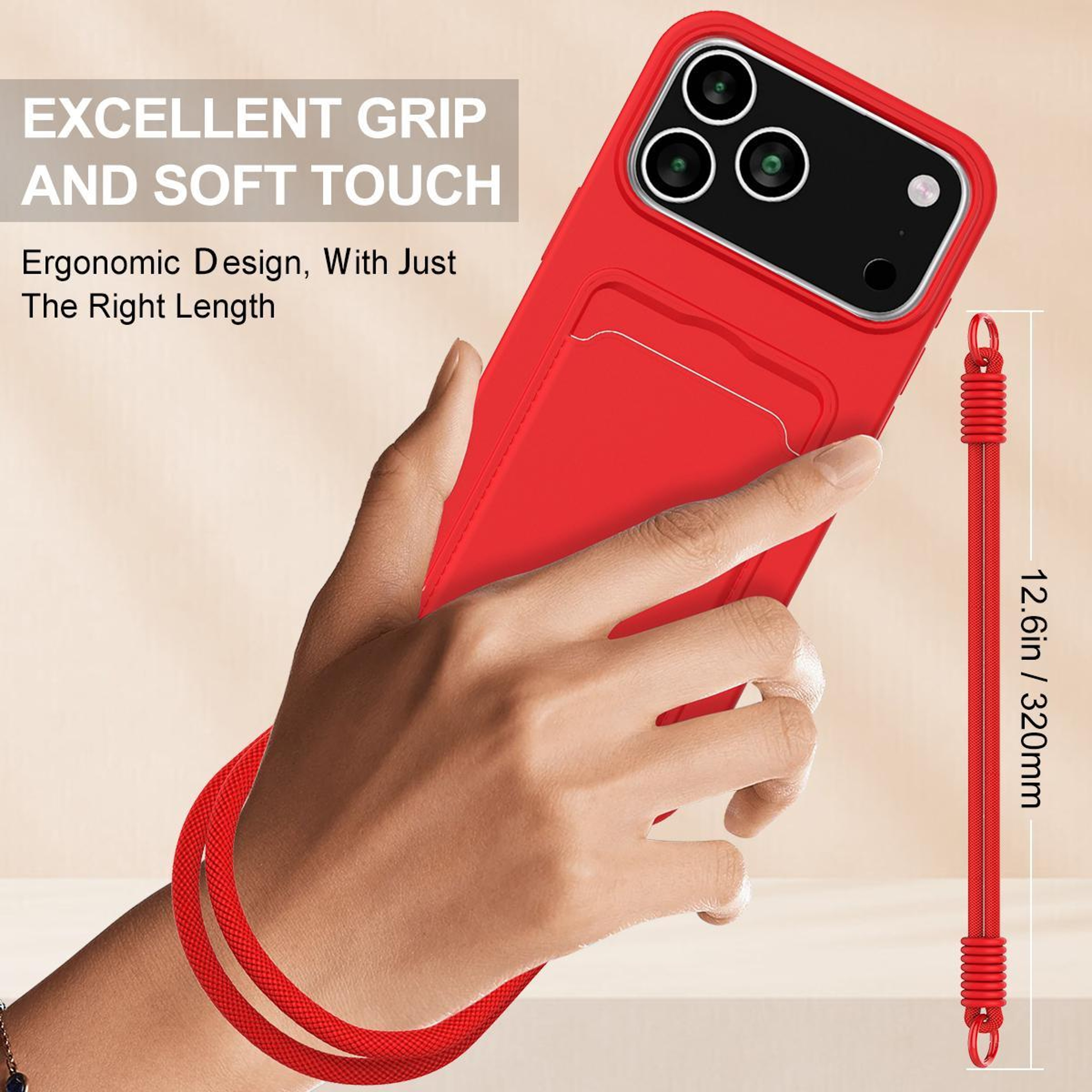 IPhone 18 Pro Card Holder Case With Sliding Camera Cover And Short Lanyard 2