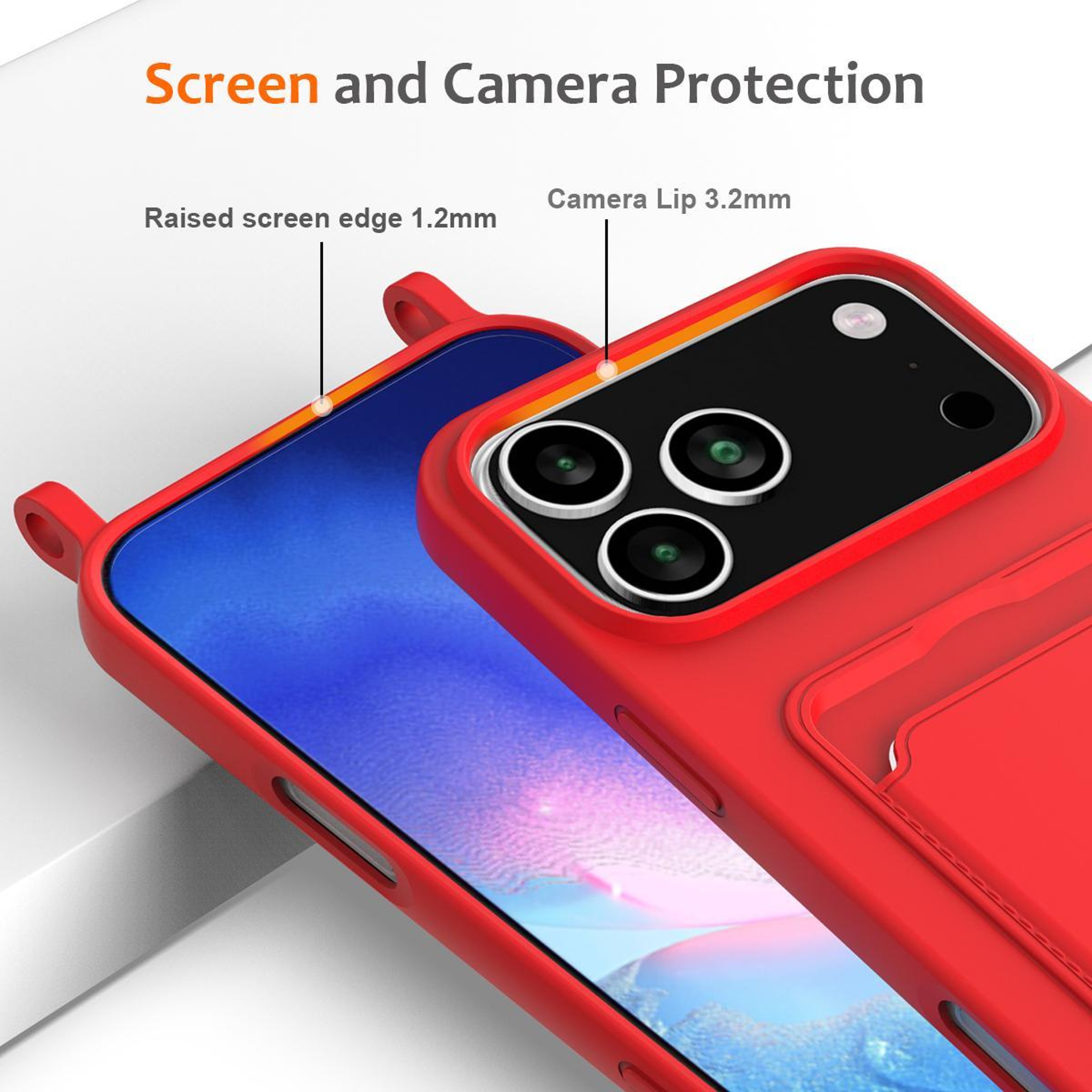 IPhone 18 Pro Silicone Case With Card Holder And Adjustable Lanyard 3