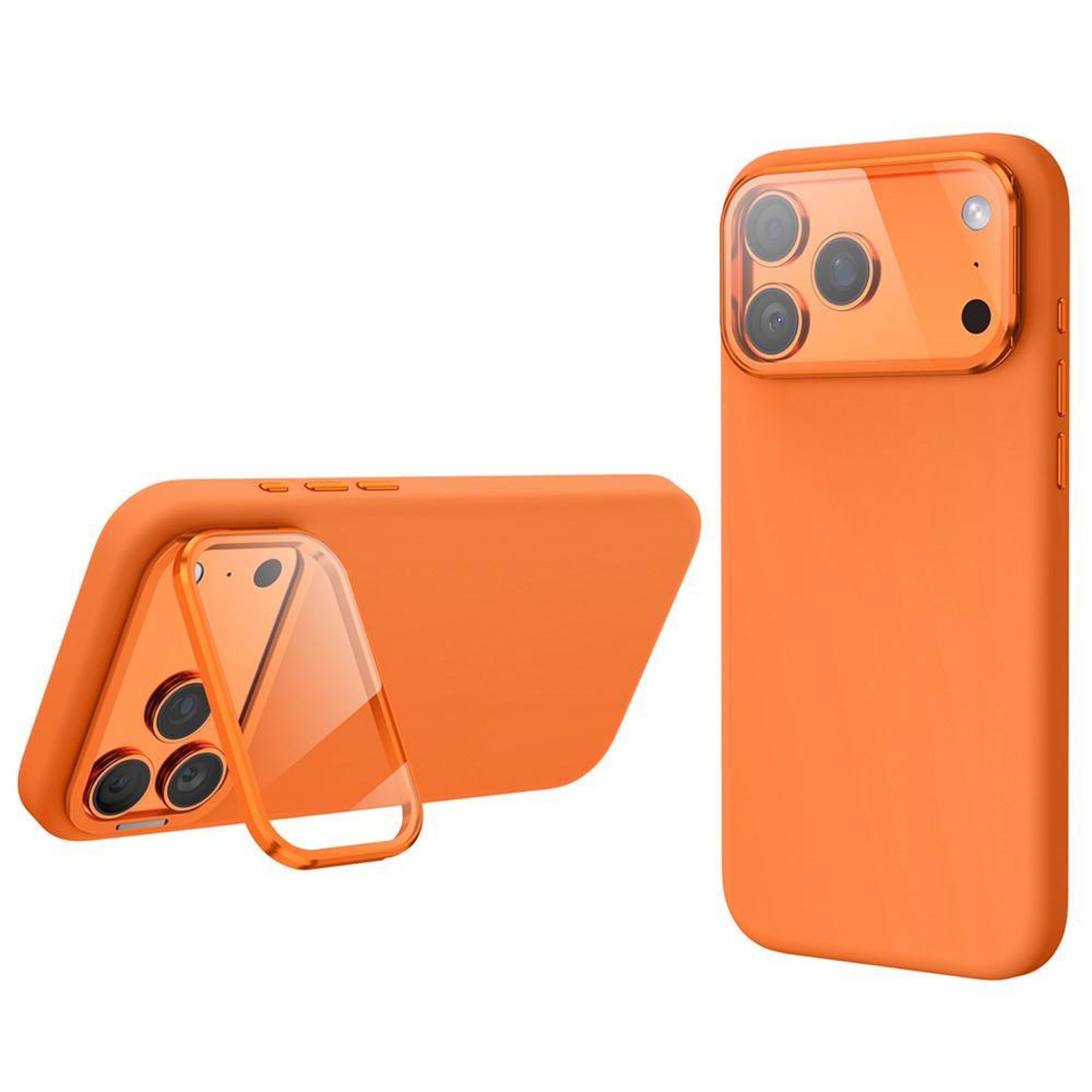 IPhone 18 Pro Magnetic Silicone Case With Camera Lens Cover And Kickstand 0
