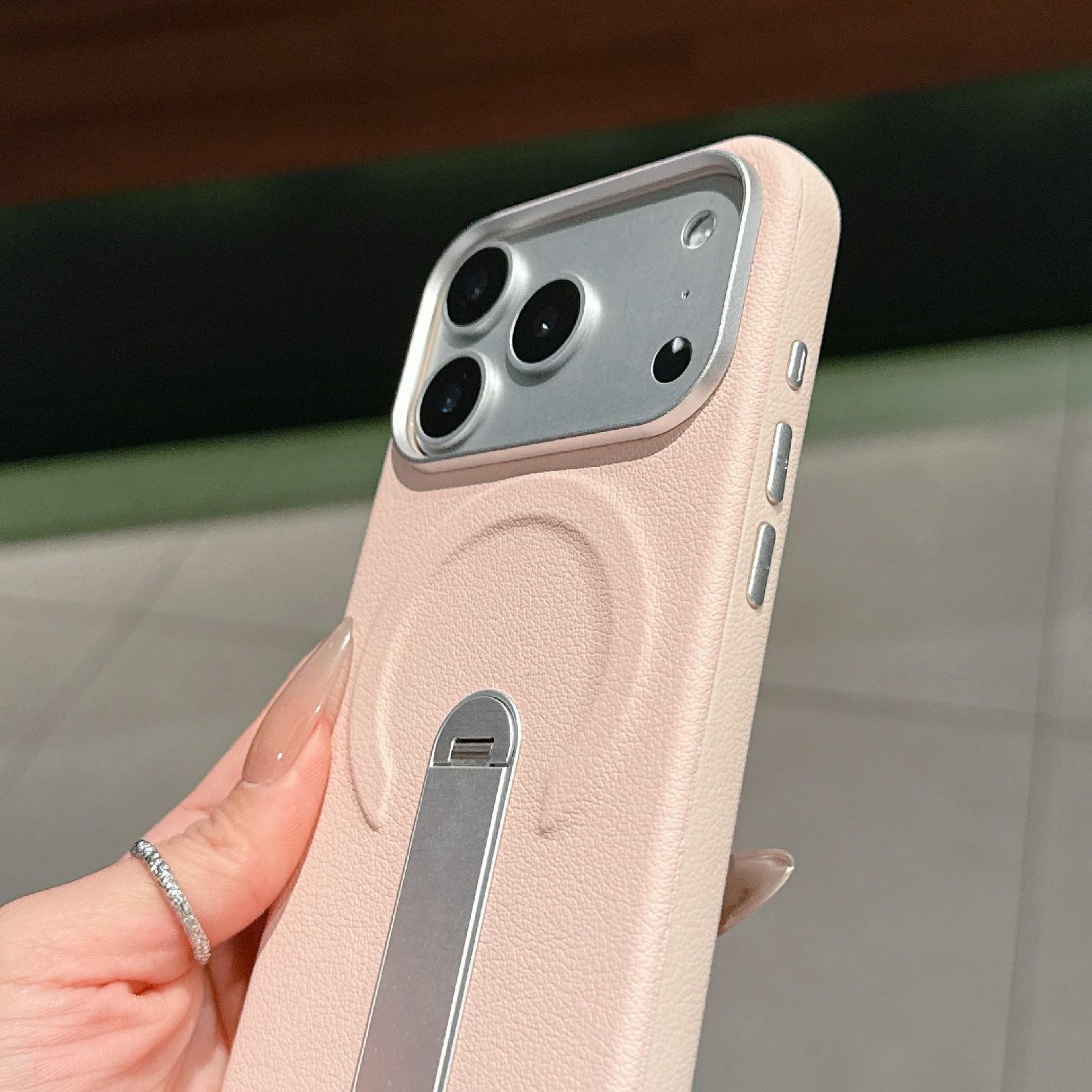 IPhone 18 Pro Magnetic Phone Case With Invisible Holder And Vegan Leather 4