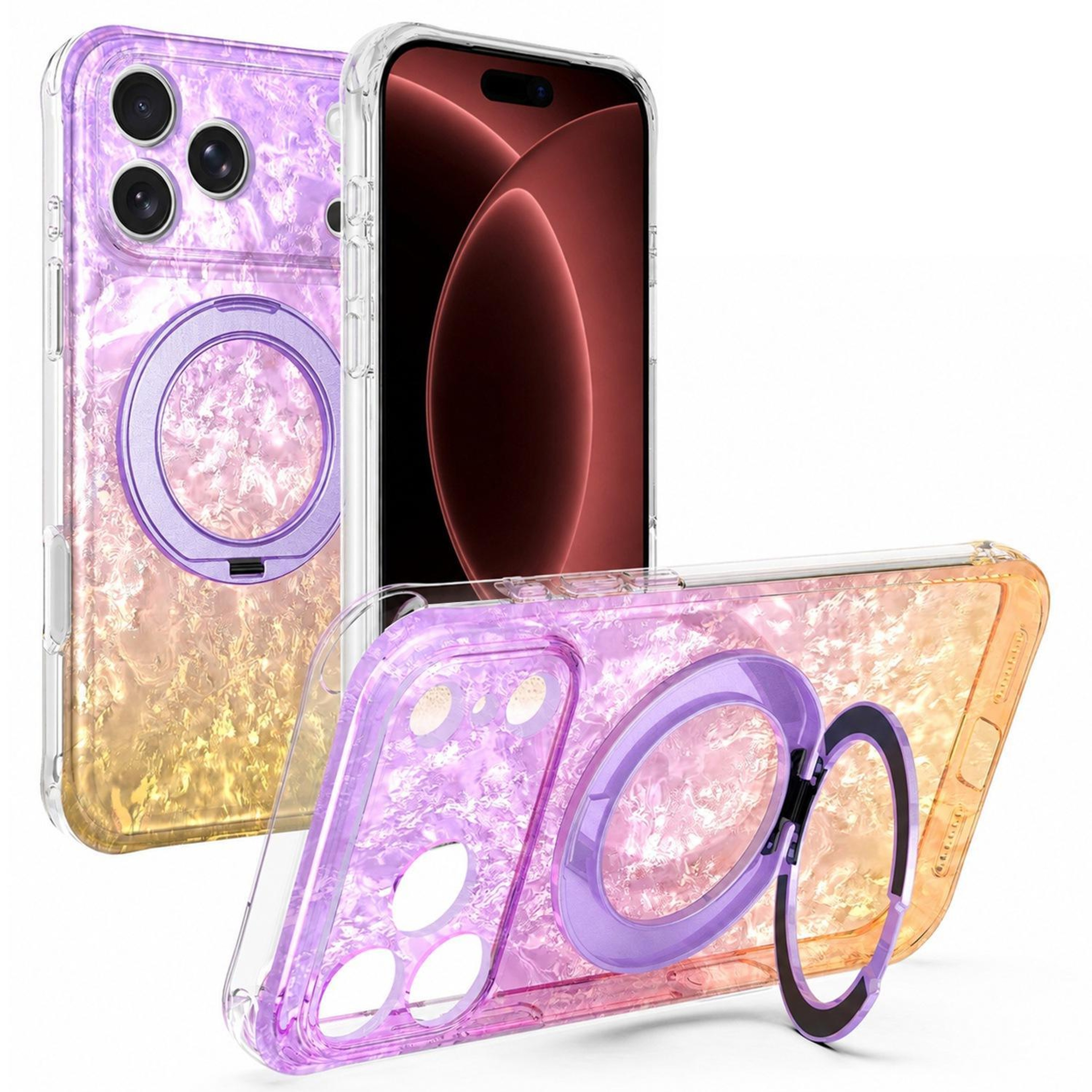 IPhone 18 Pro Max Magnetic Case With 360 Rotating Ring Stand 0