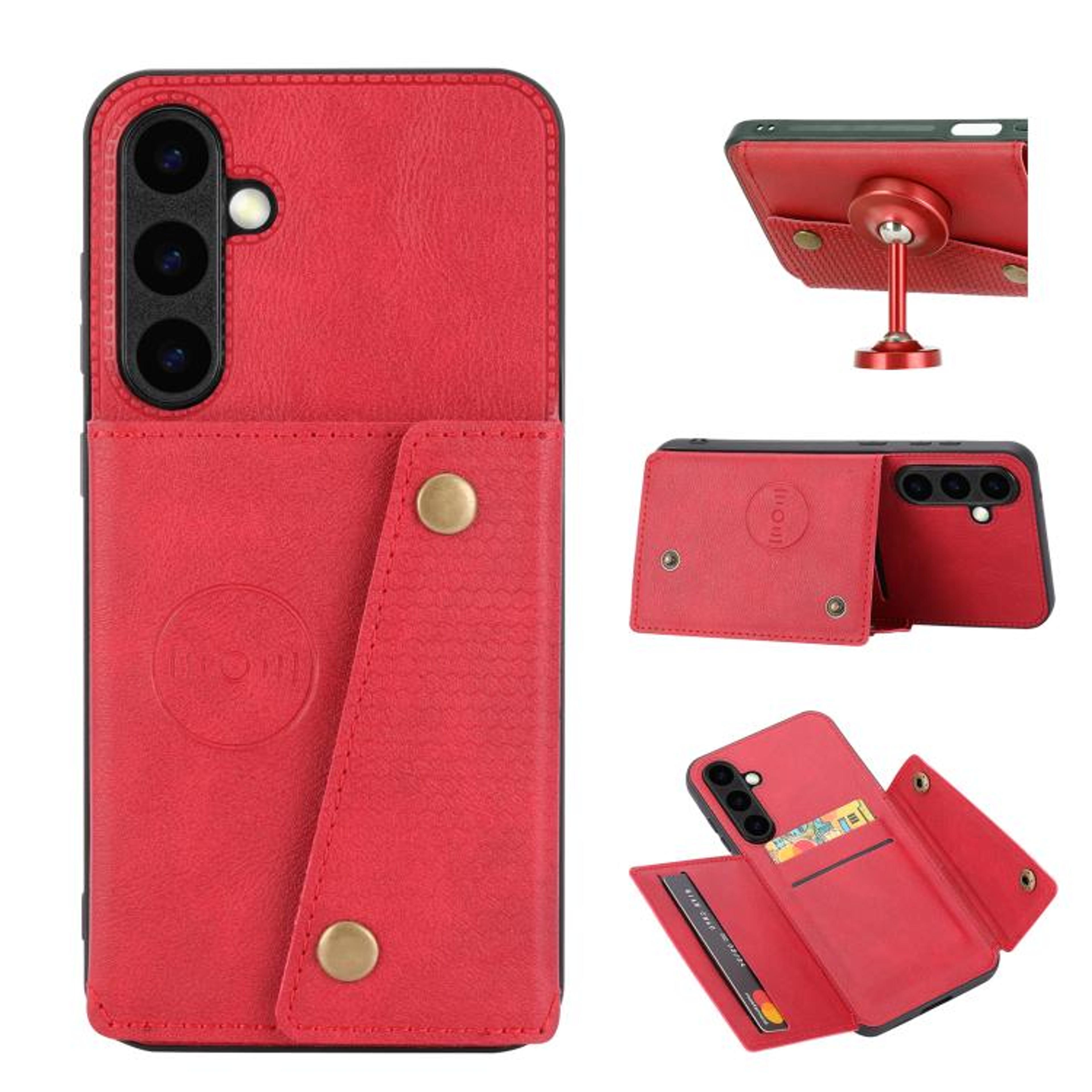Galaxy S26 FE 5G Wallet Case Magnetic Double Buckle Card Holder With Stand 11