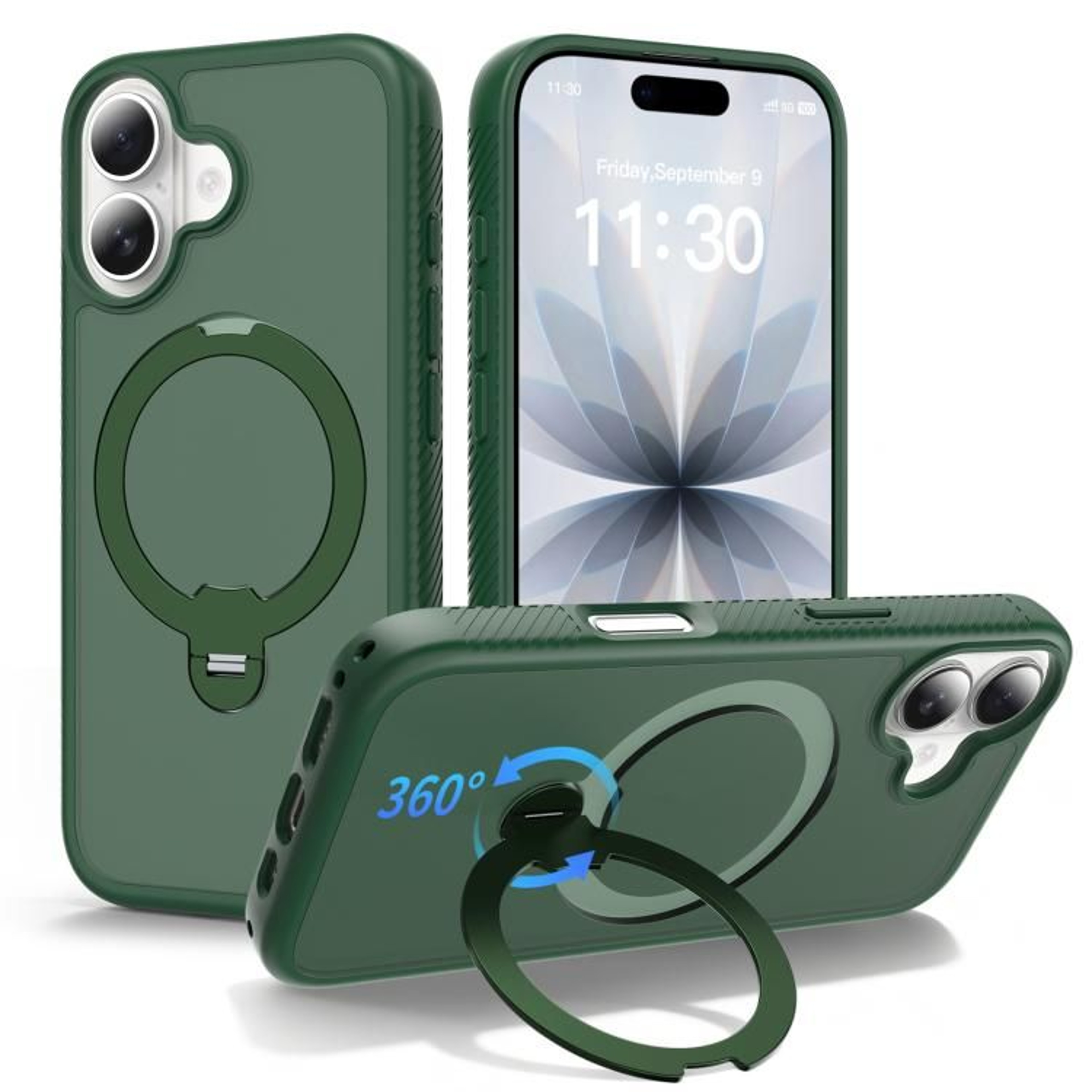 For IPhone 17 Magnetic 360 Rotating Stand Airbag Shockproof Phone CaseBlack 9