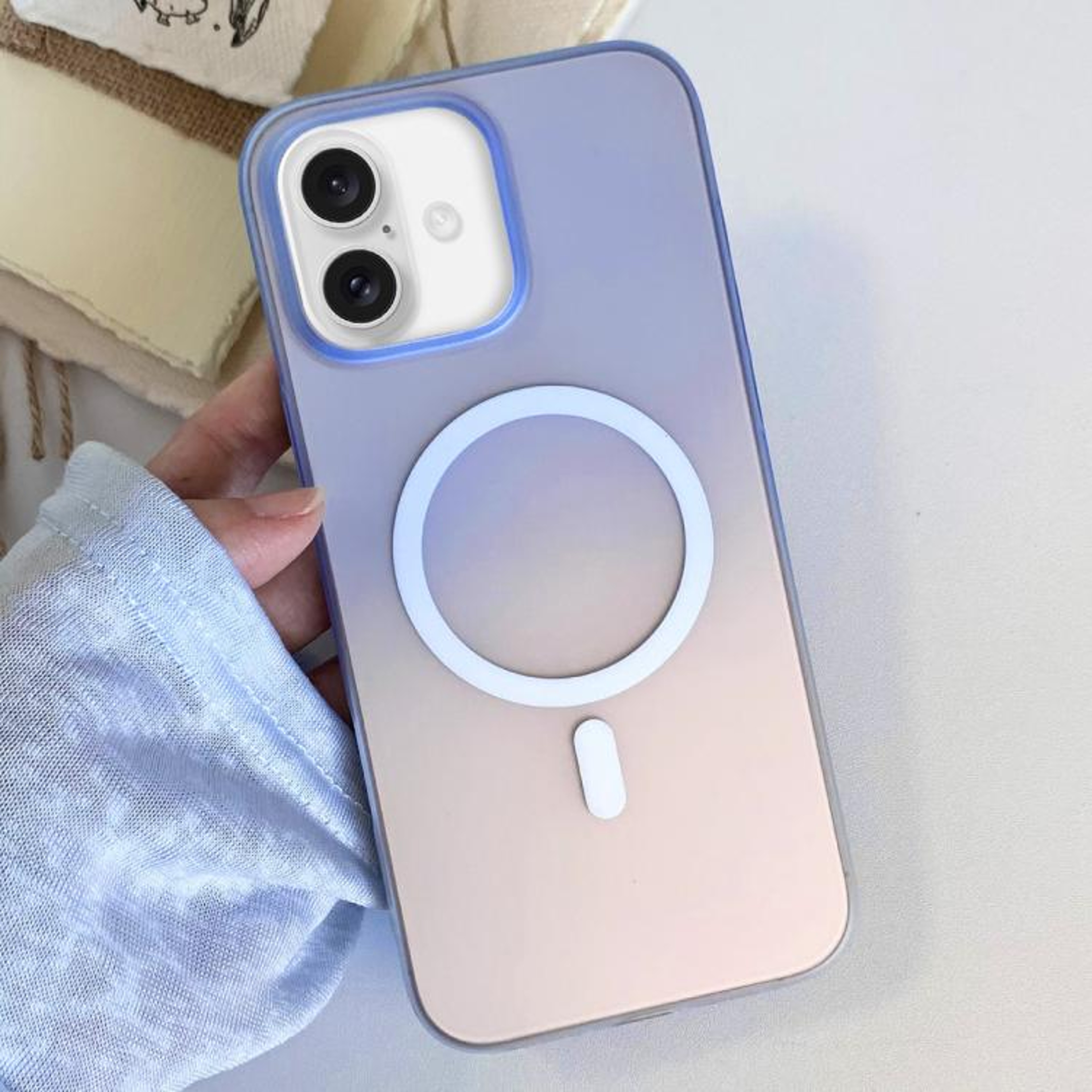 IPhone 16 Frosted Gradient Magnetic Case Slim Shockproof TPU Cover 7