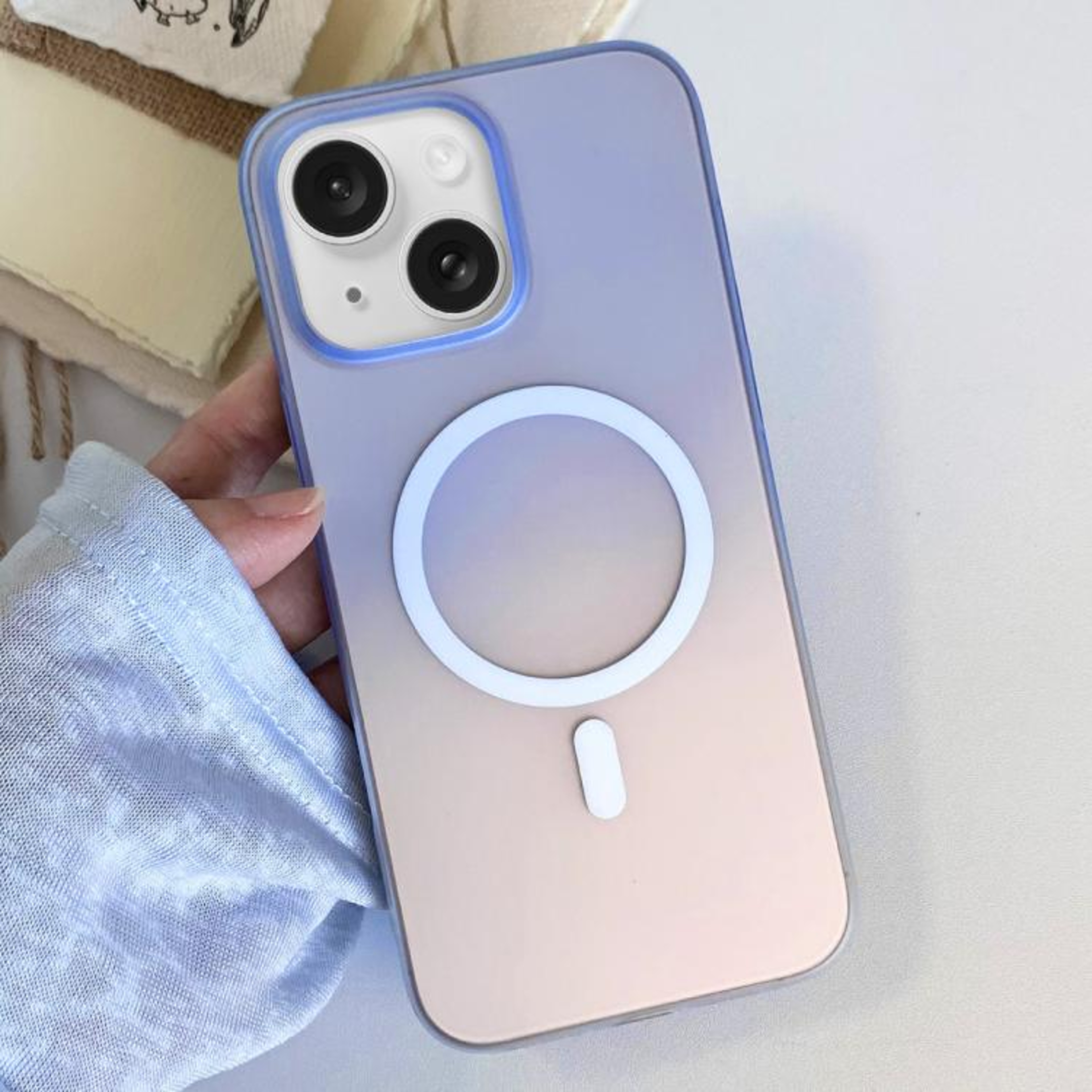 IPhone 15 Plus Magnetic Case Frosted Gradient Slim TPU Protective Cover 7