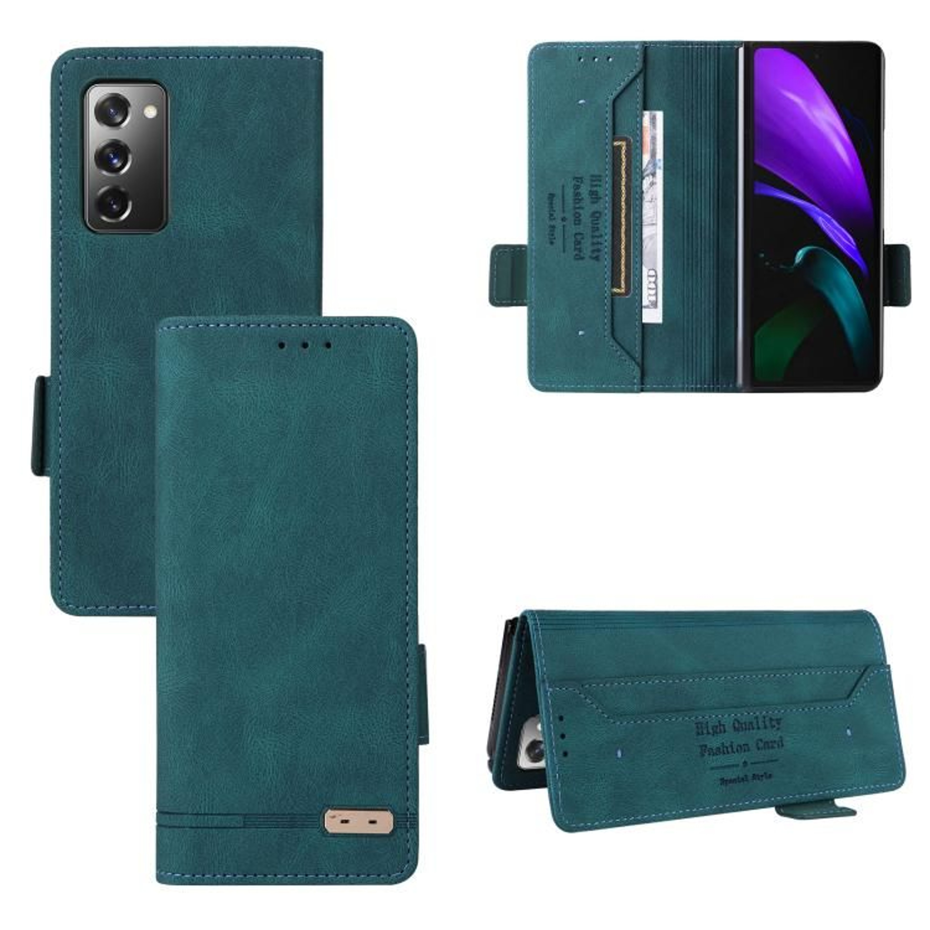 Galaxy Z Fold8 Ultra Leather Wallet Case With Magnetic Clasp Card Holder And Stand 8