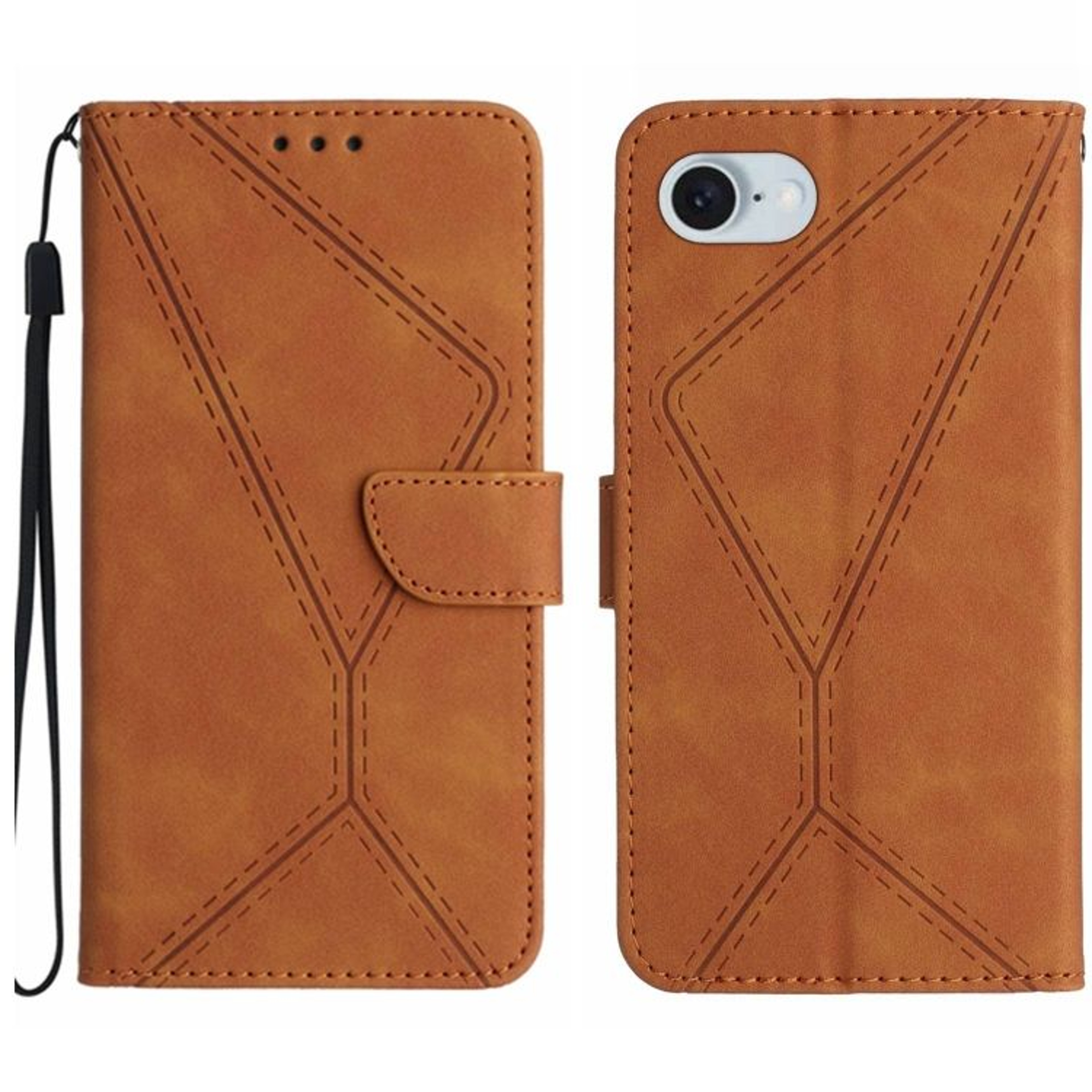 IPhone 17e 16e Leather Wallet Case With Card Slots Kickstand And Wrist Strap 8