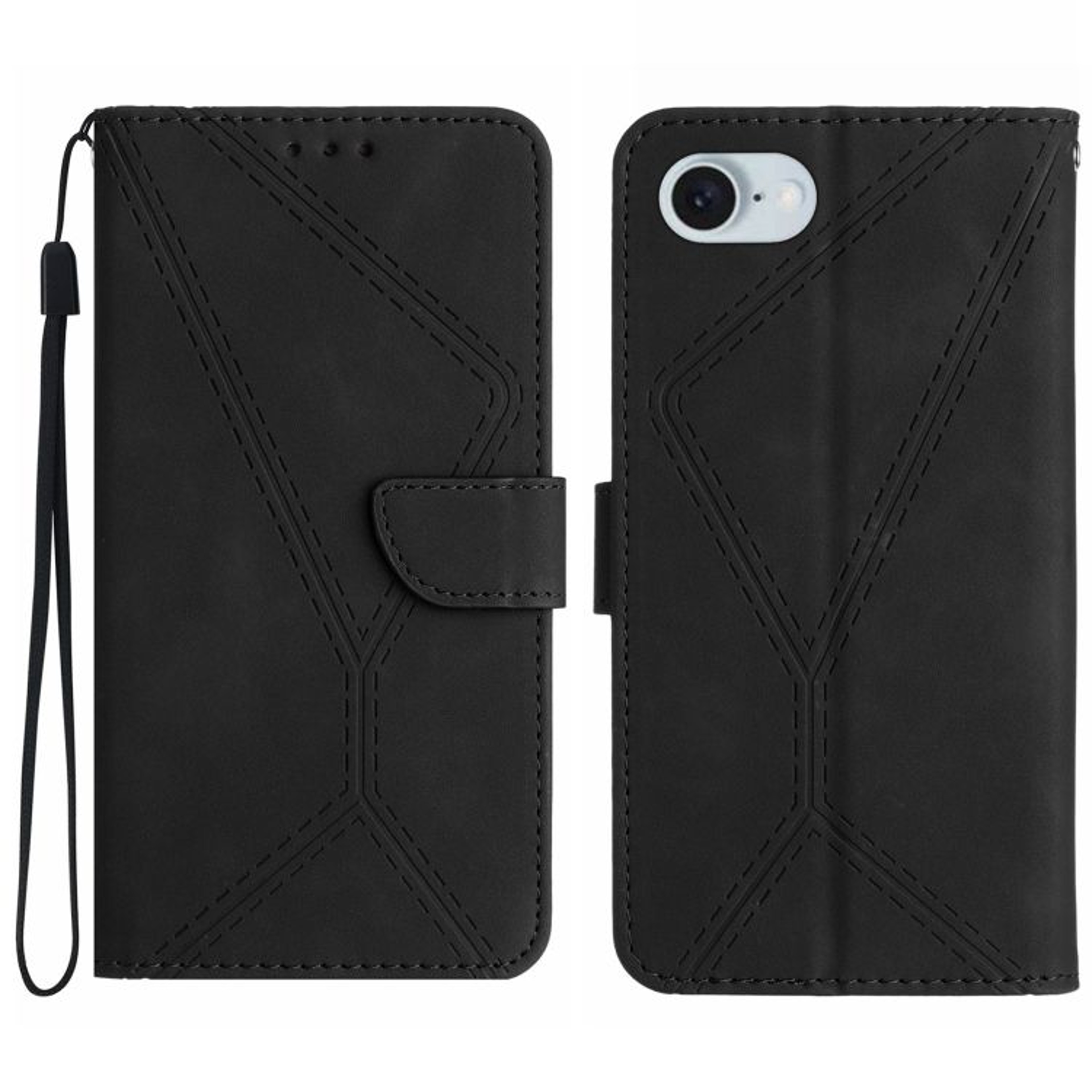 IPhone 17e 16e Leather Wallet Case With Card Slots Kickstand And Wrist Strap 10