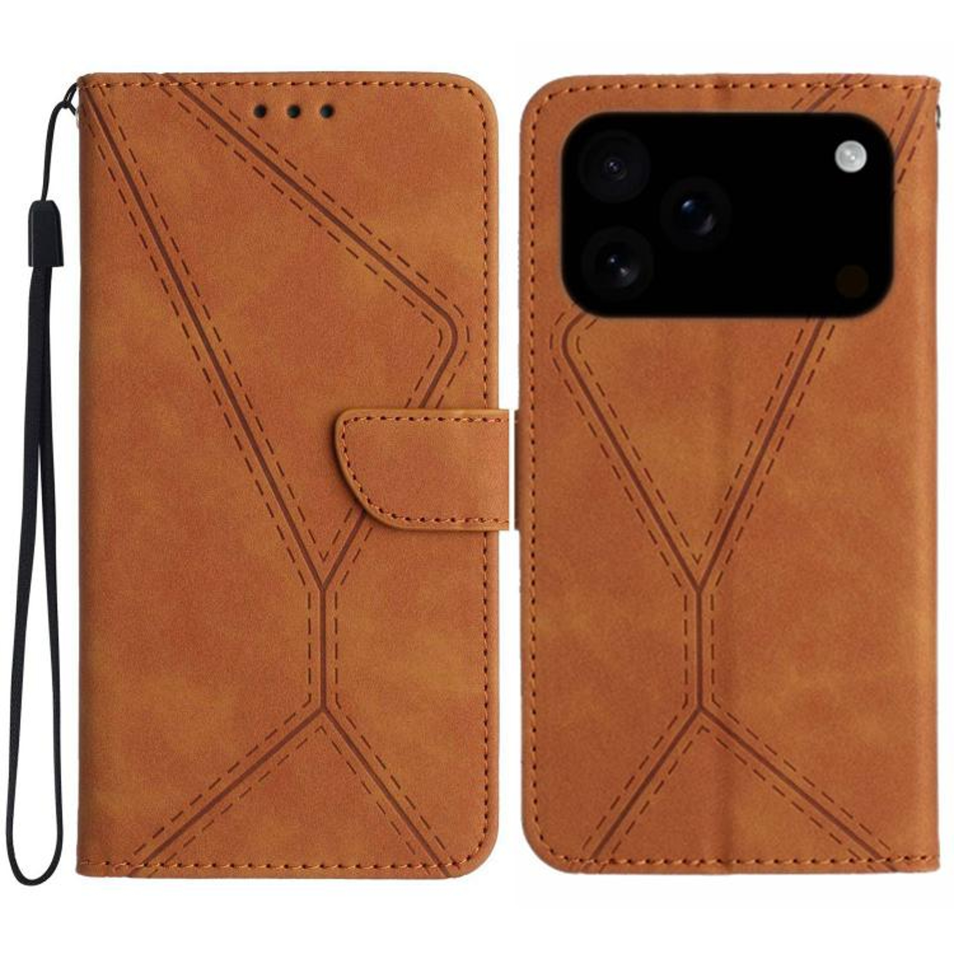 IPhone 17 Pro Leather Wallet Case With Card Slots Stand And Wrist Strap 9