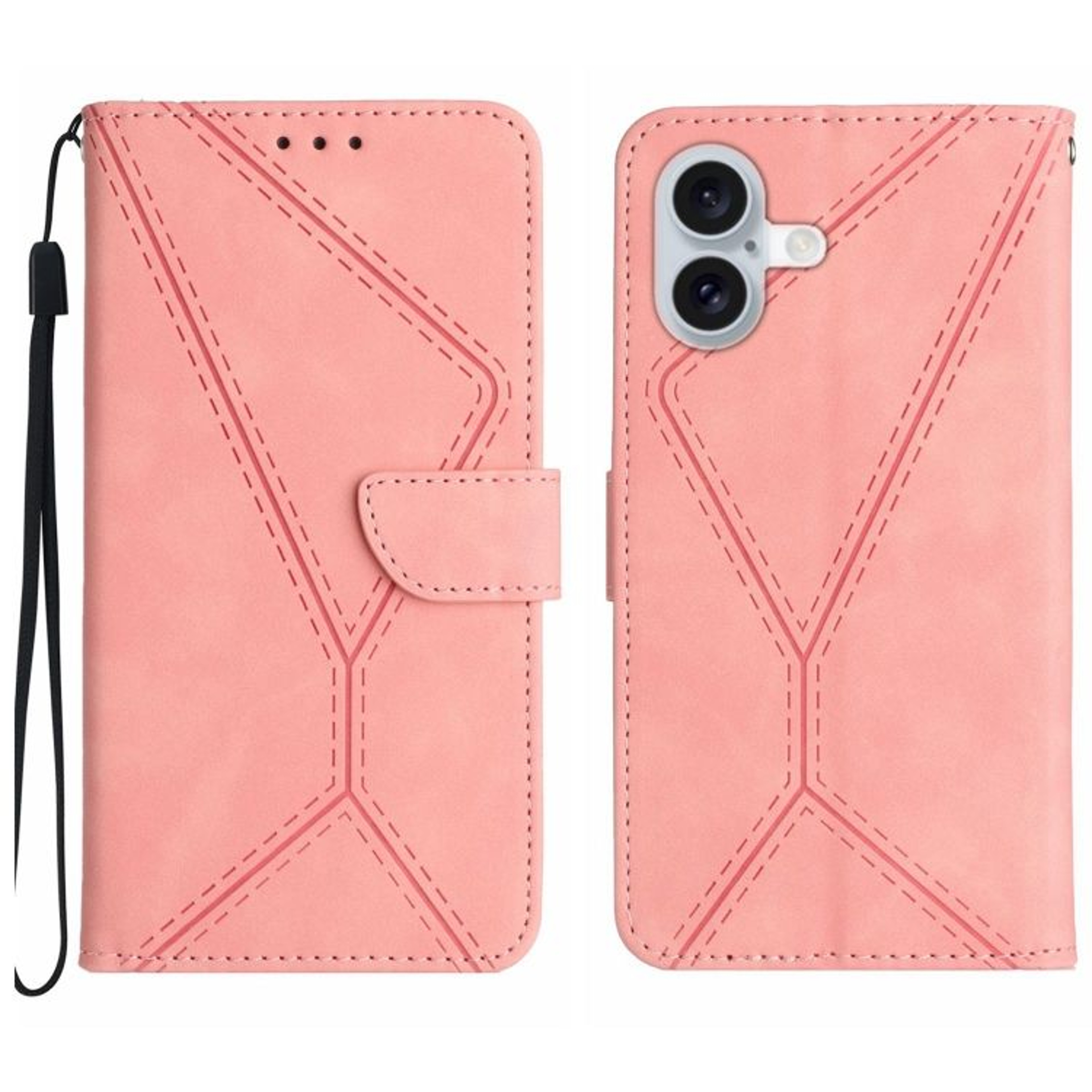 IPhone 16 Plus Leather Wallet Case With Card Holder Kickstand And Wrist Strap 7