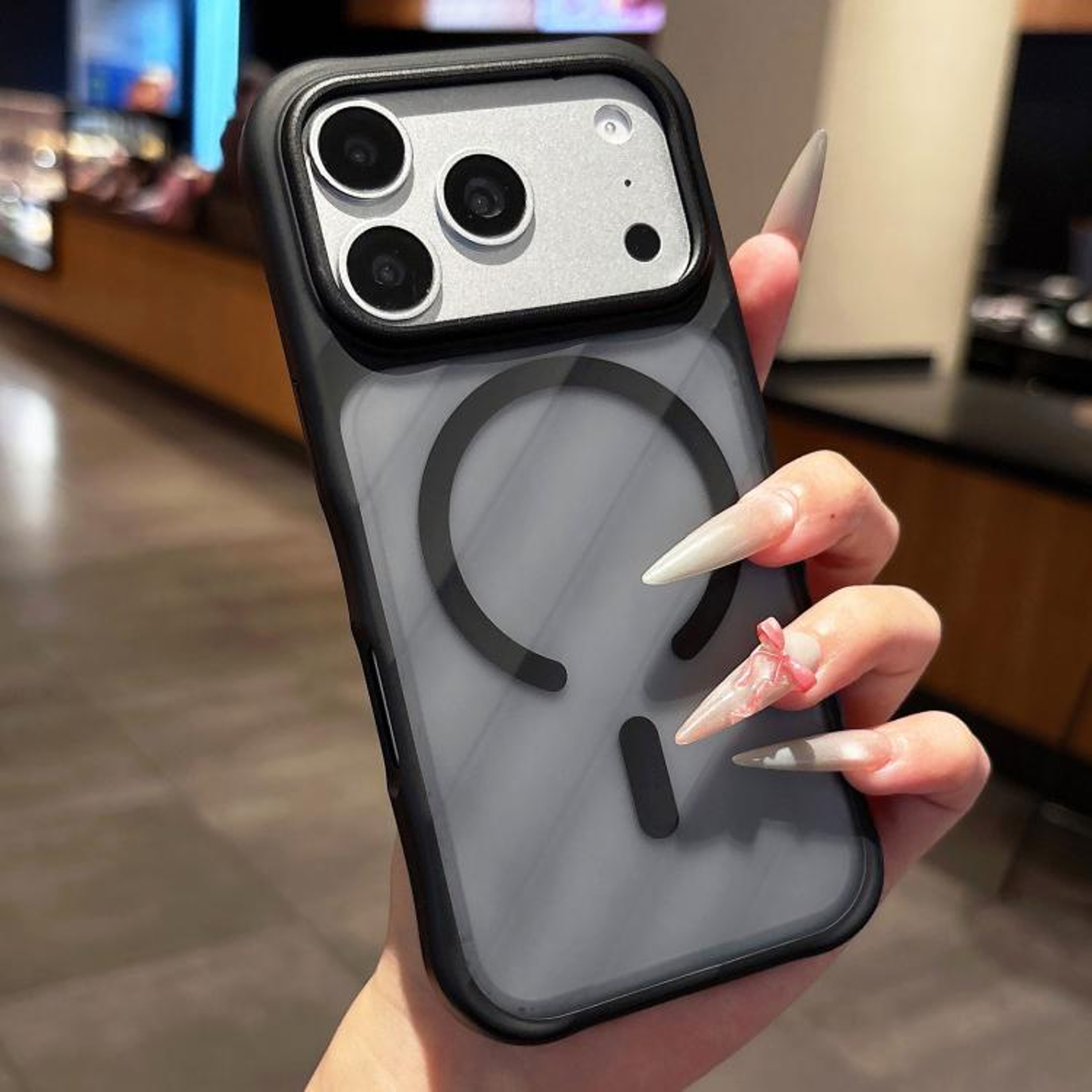 IPhone 17 Pro Max Shockproof Magnetic Acrylic TPU Case Blue 7
