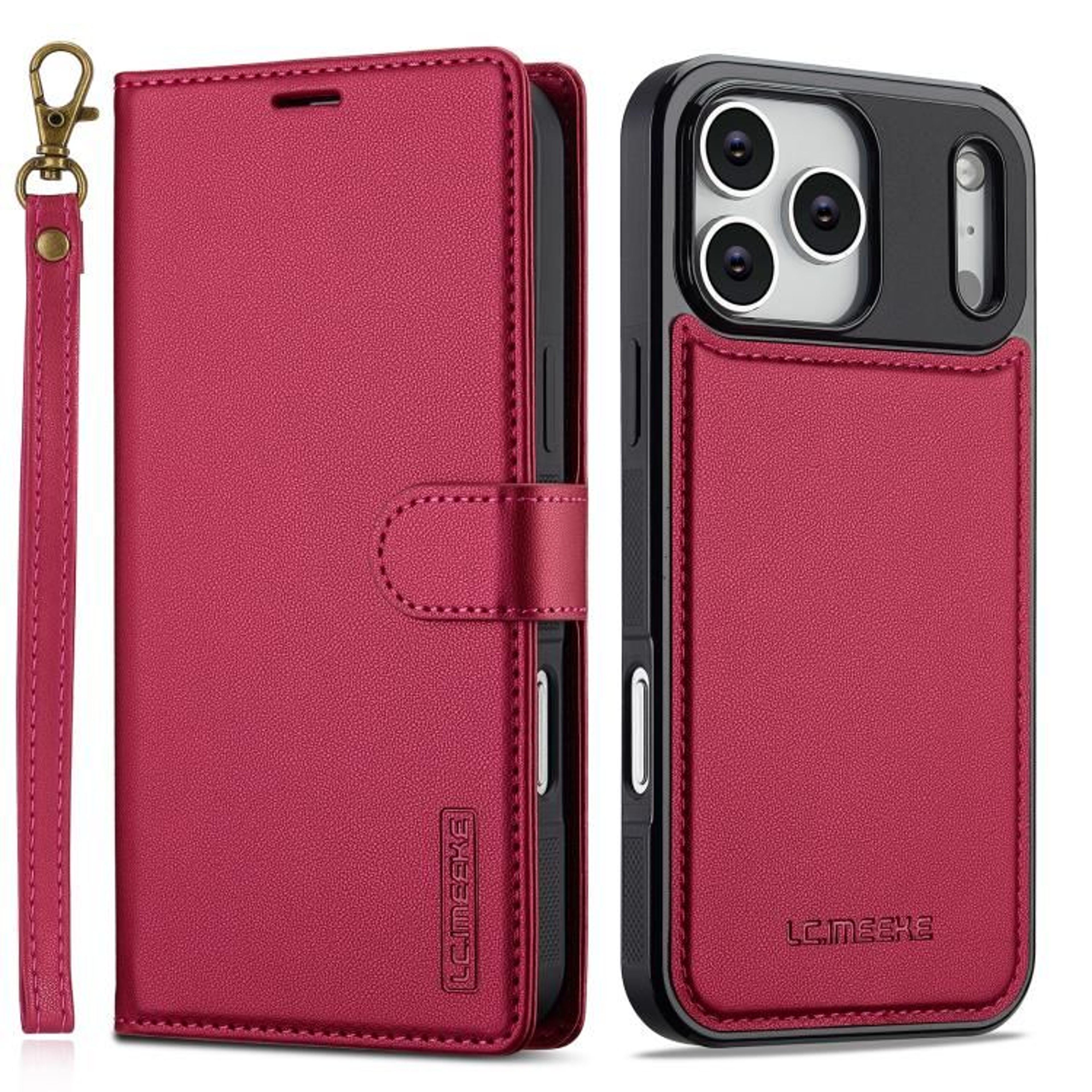 IPhone 17 Pro Max MagSafe Wallet Case With Detachable Cover And Strap 12