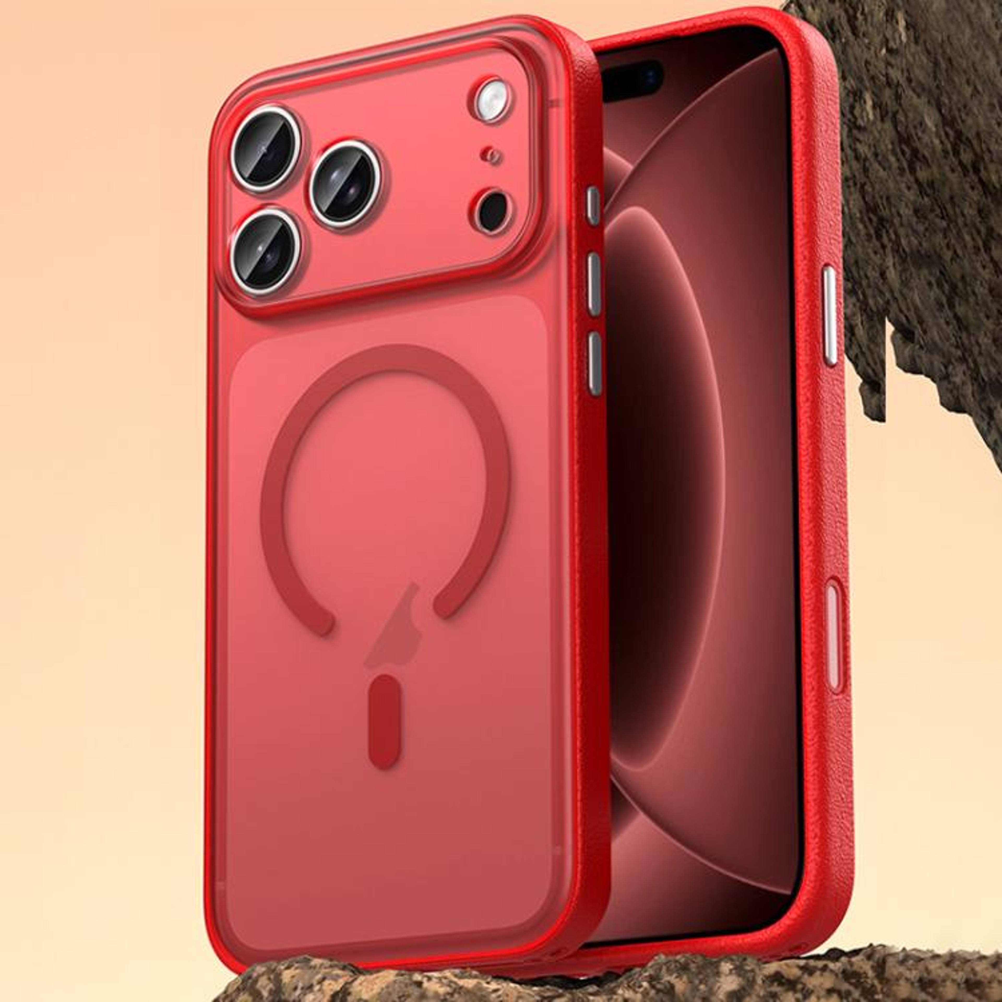 LeatherTextured Magnetic IPhone 18 Pro Case With Camera Button 12