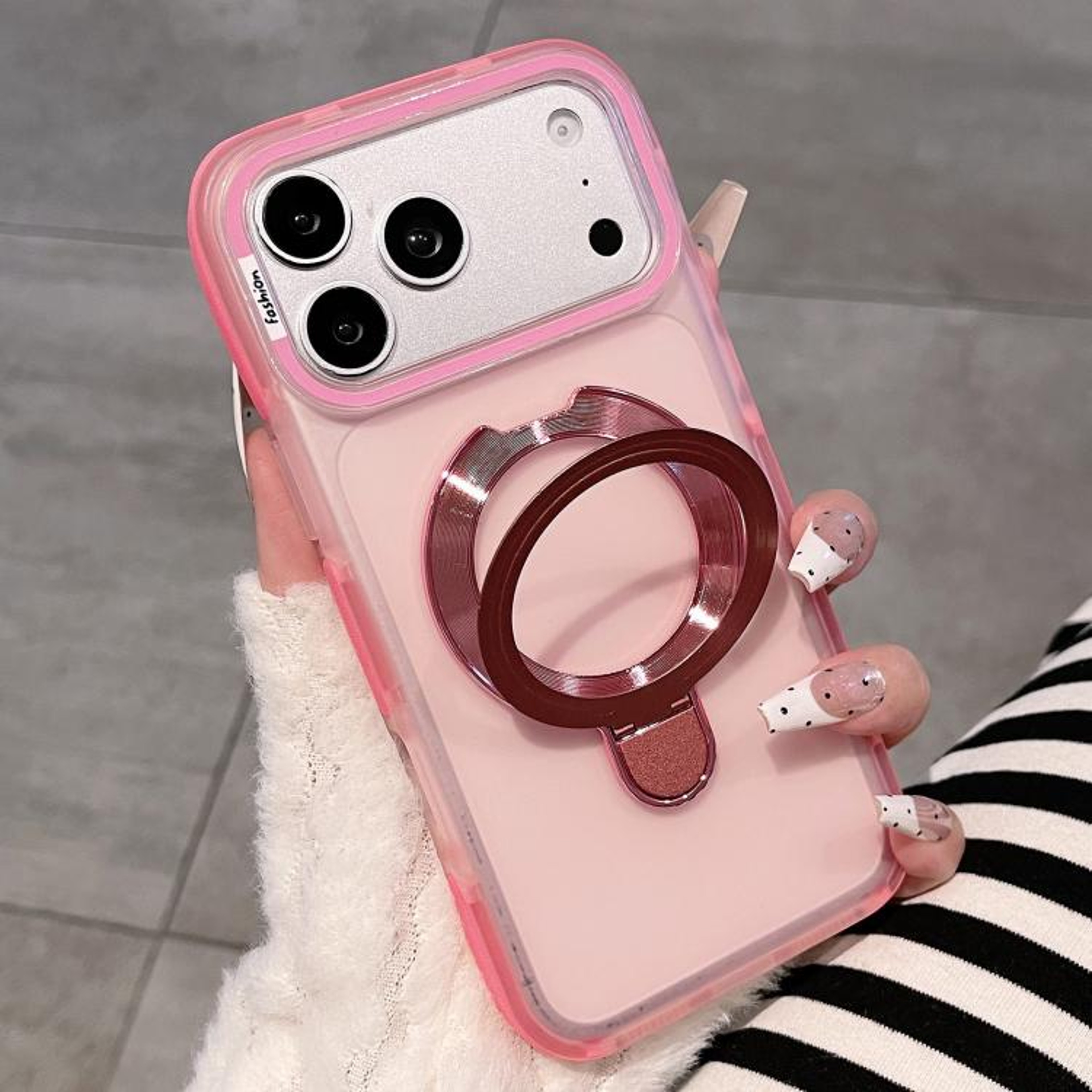 IPhone 18 Pro Max DualColor Translucent Matte Case With Folding Stand 7