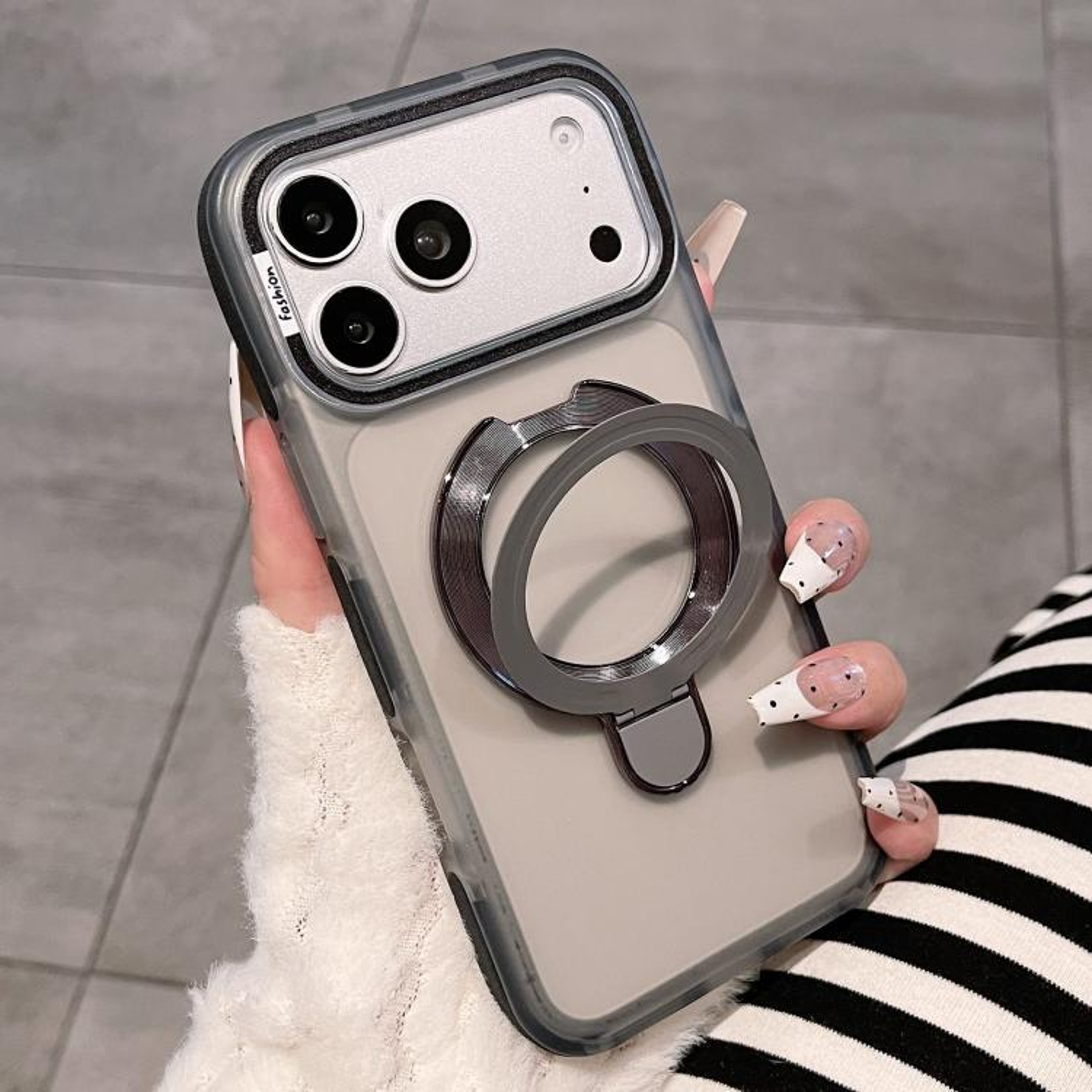 IPhone 18 Pro Max DualColor Translucent Matte Case With Folding Stand 10
