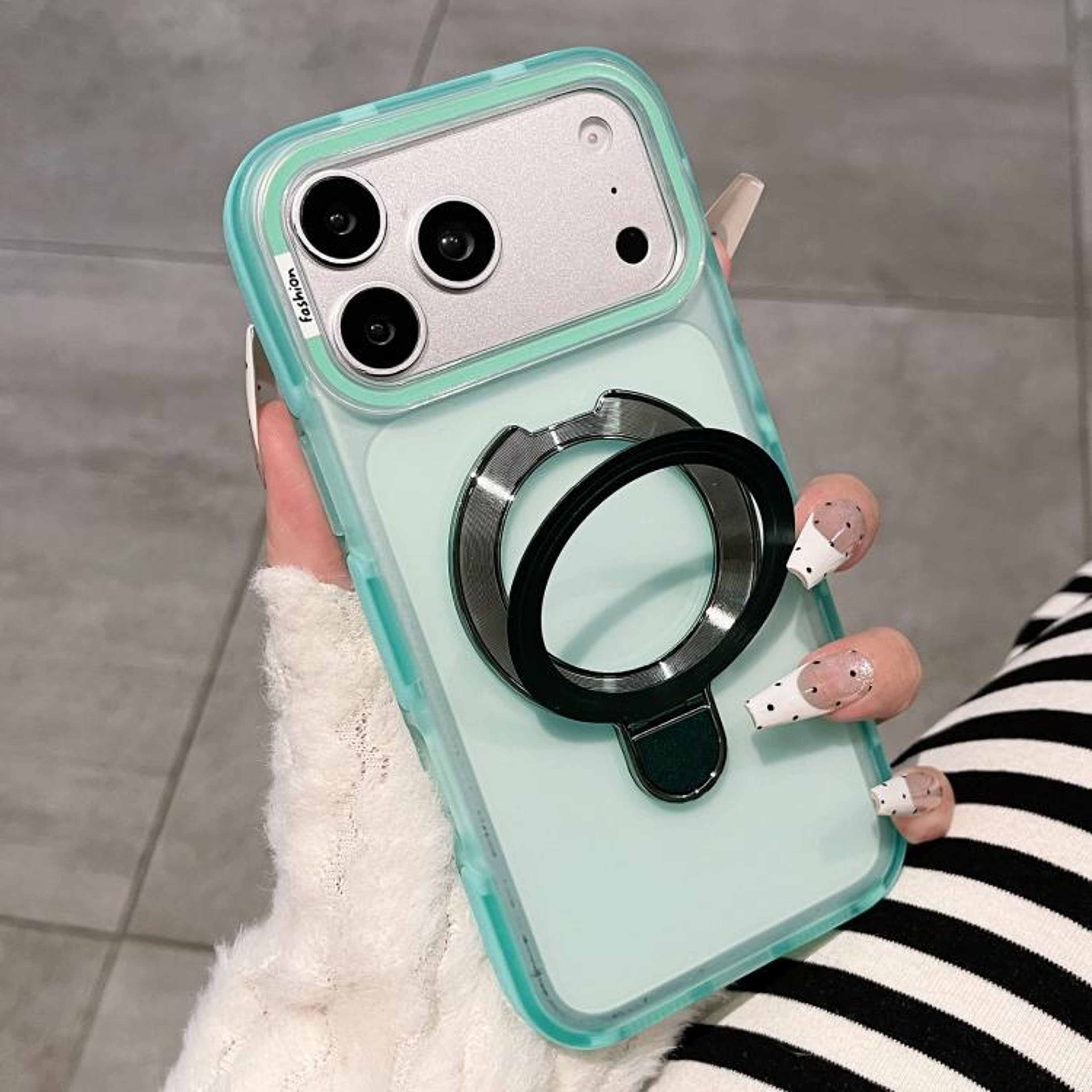 IPhone 18 Pro Max DualColor Translucent Matte Case With Folding Stand 11