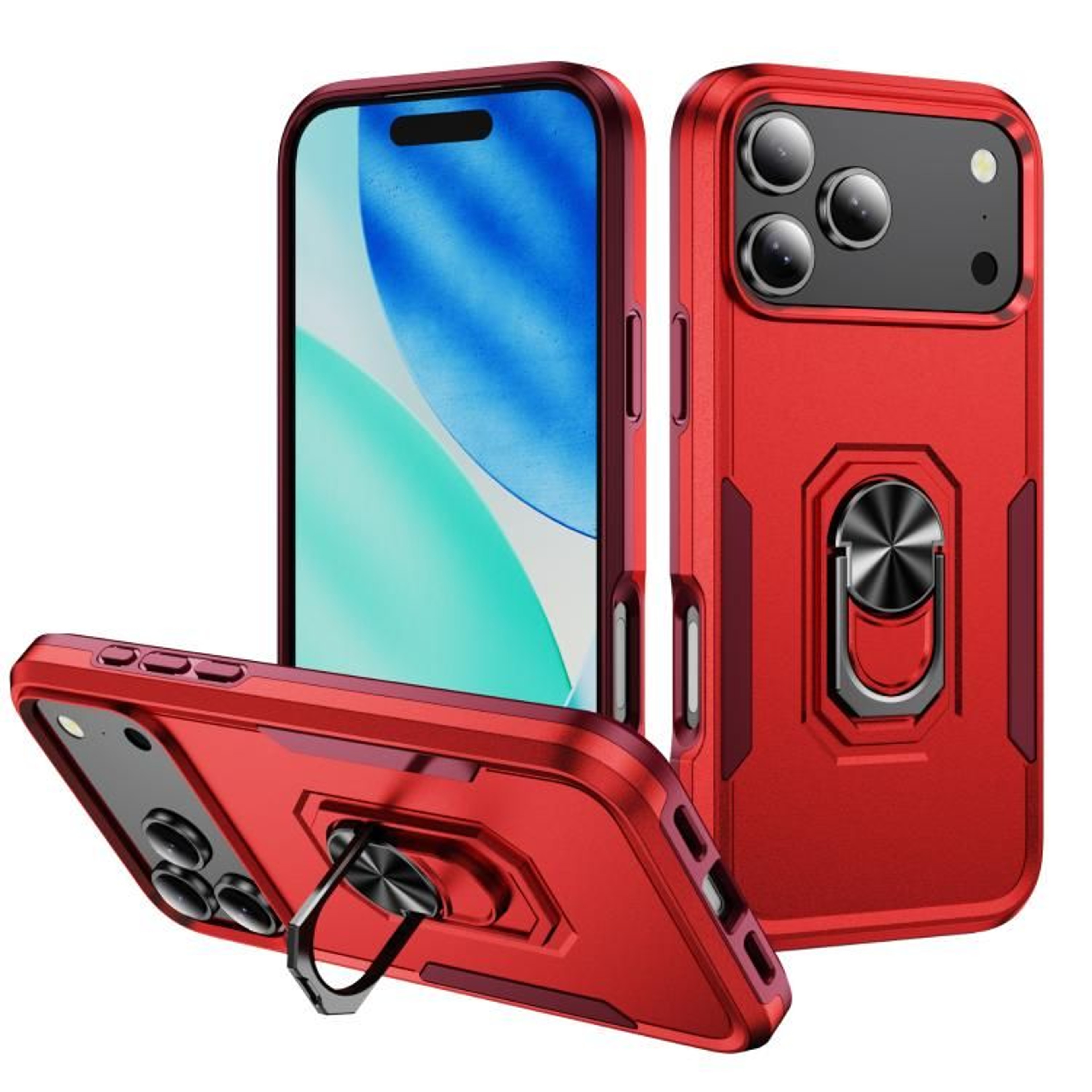 IPhone 18 Pro Max Heavy Duty PC TPU Case With Hidden Ring Stand 11
