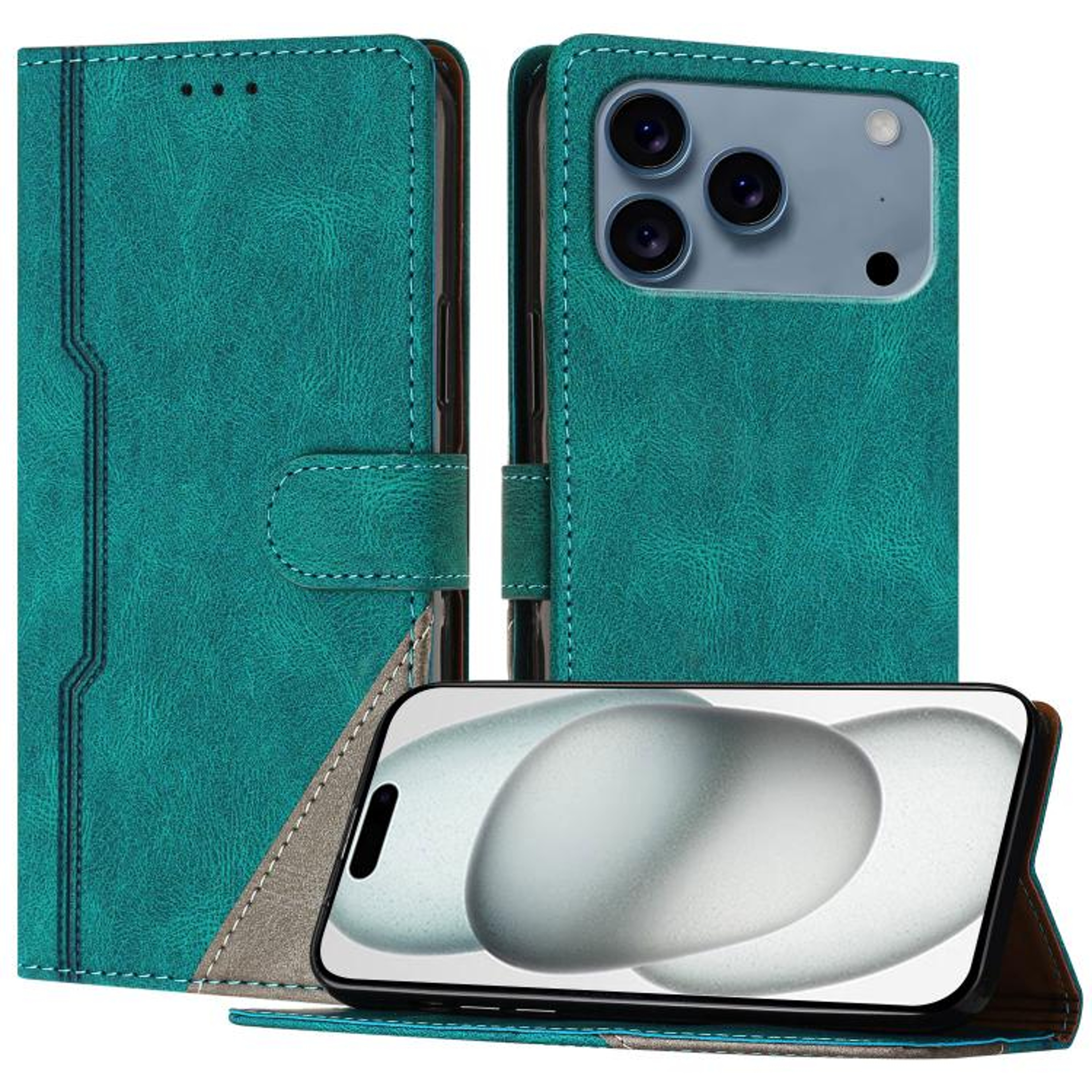 IPhone 18 Pro Max Vegan Leather Wallet Case With Card Slots And Kickstand 7
