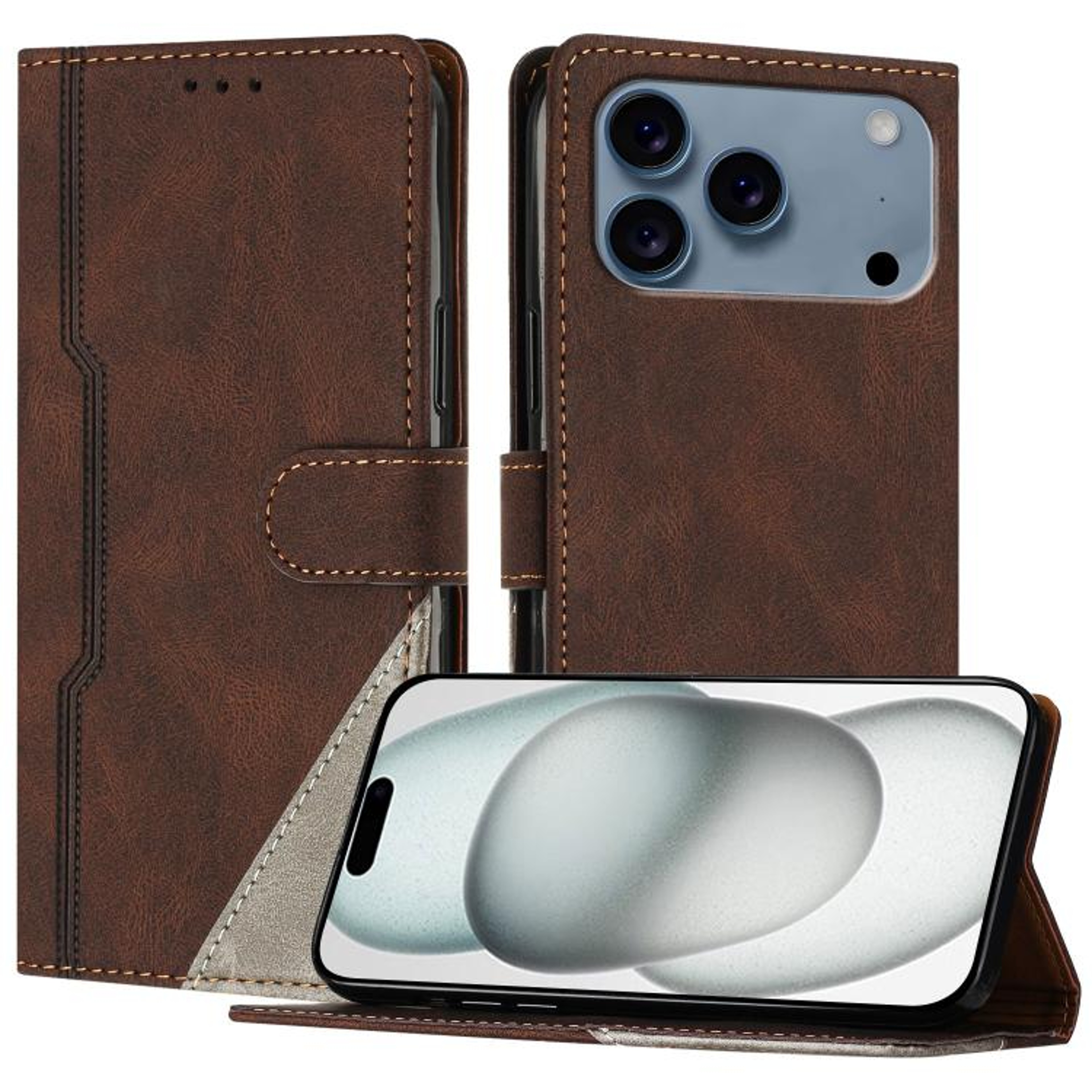 IPhone 18 Pro Max Vegan Leather Wallet Case With Card Slots And Kickstand 9