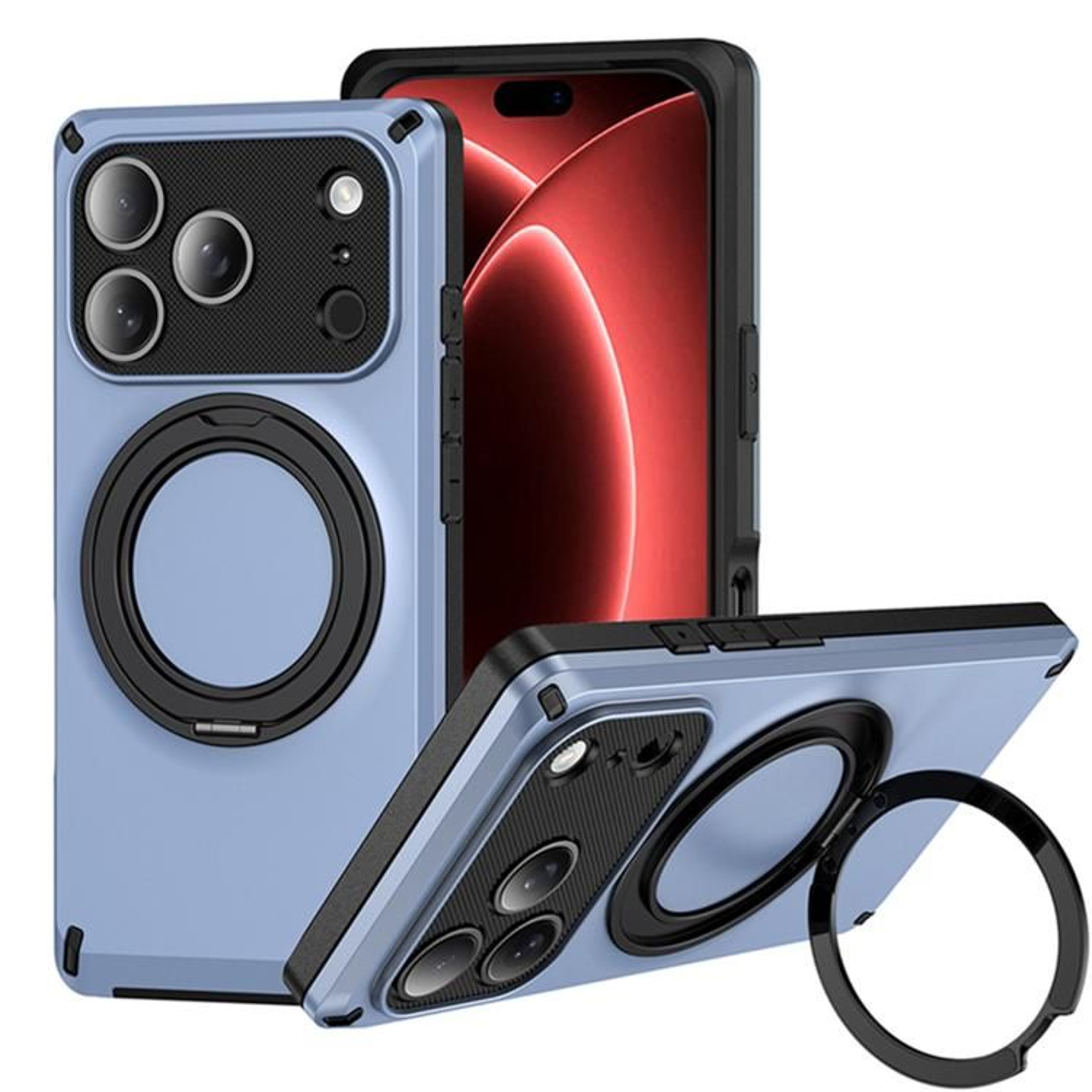 IPhone 18 Pro Max Magnetic Ring Holder Case With 360 Degree Stand 14