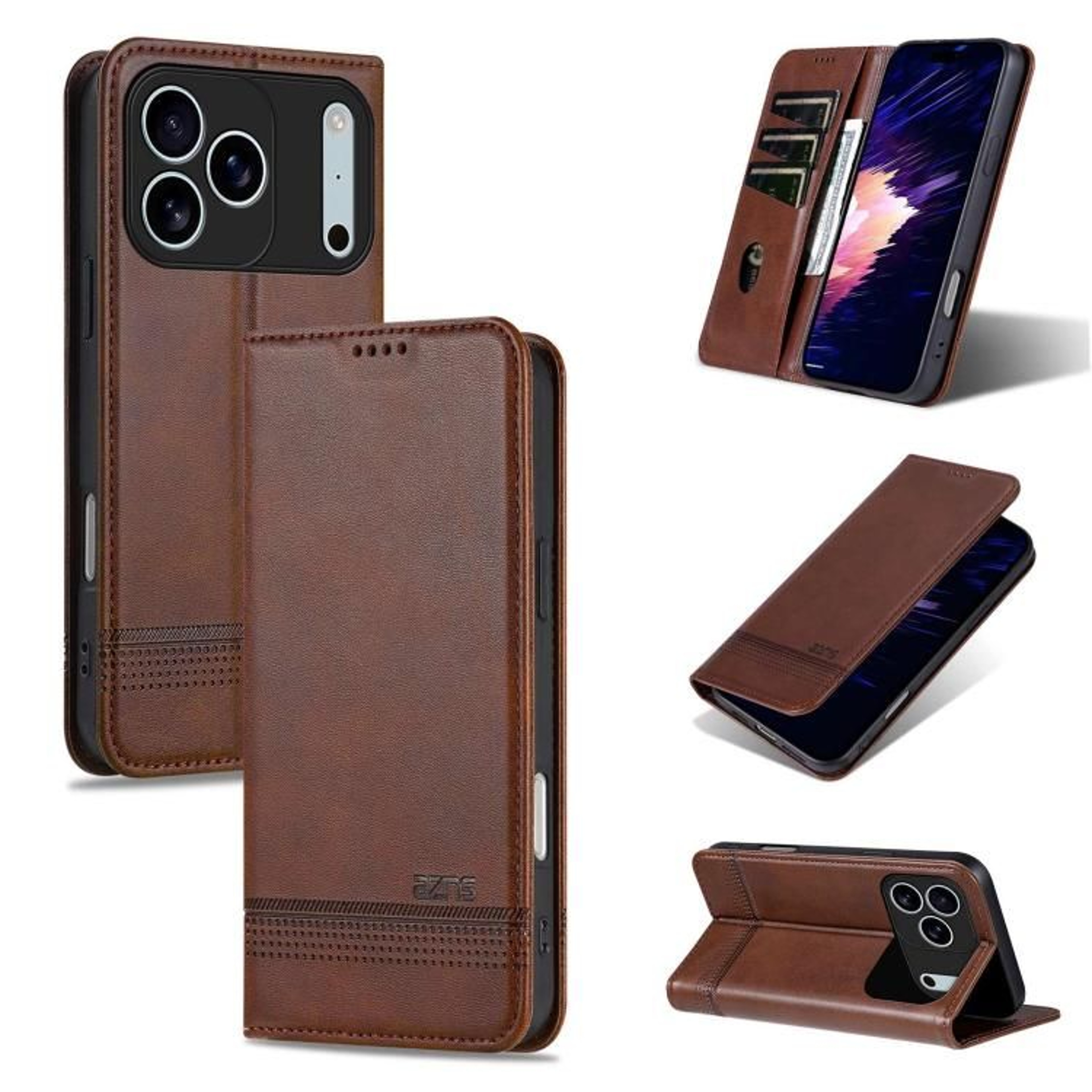 IPhone 18 Pro PU Leather Wallet Flip Case With Card Slots And Stand 12