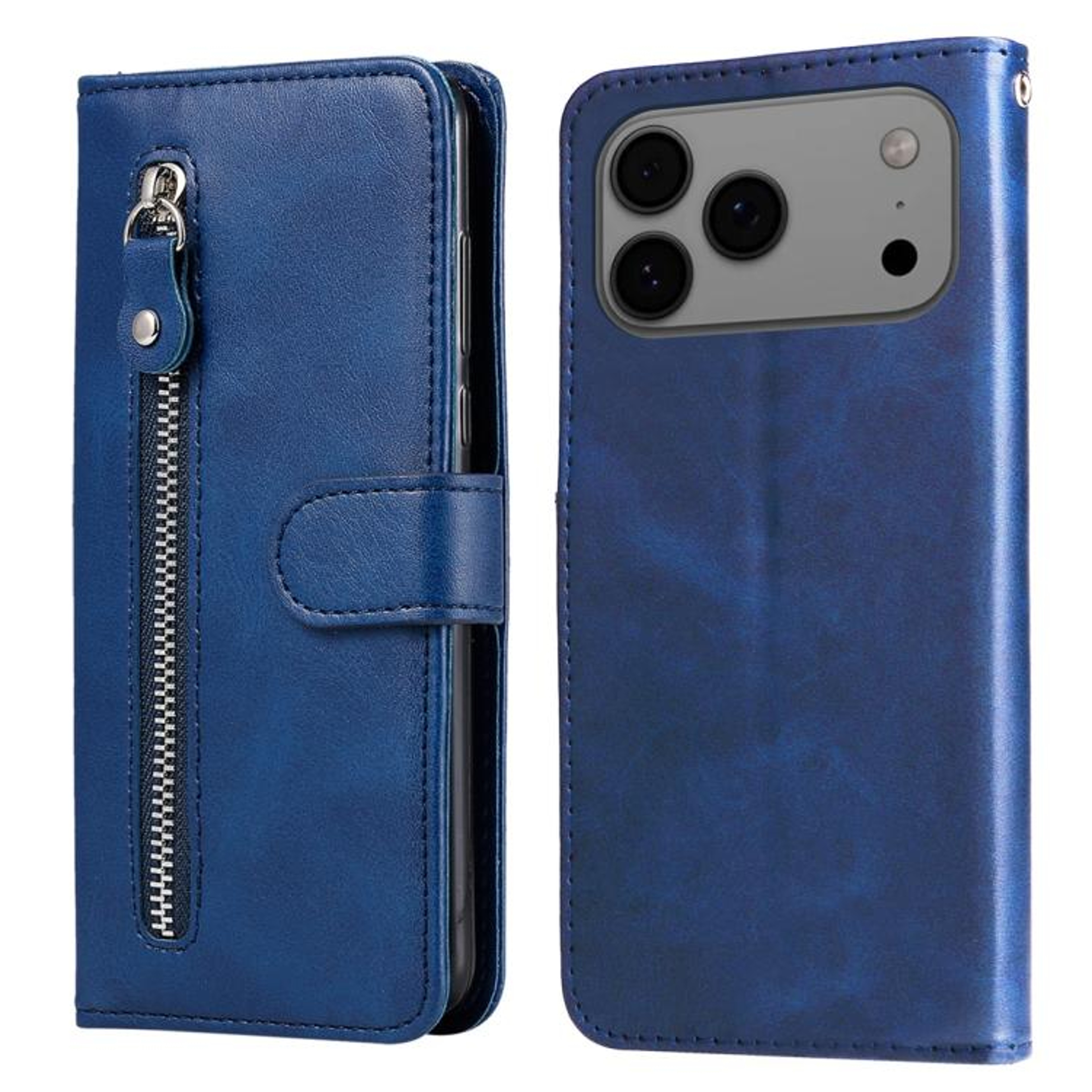 IPhone 18 Pro Max Calf Texture Zipper Wallet Phone Case 9