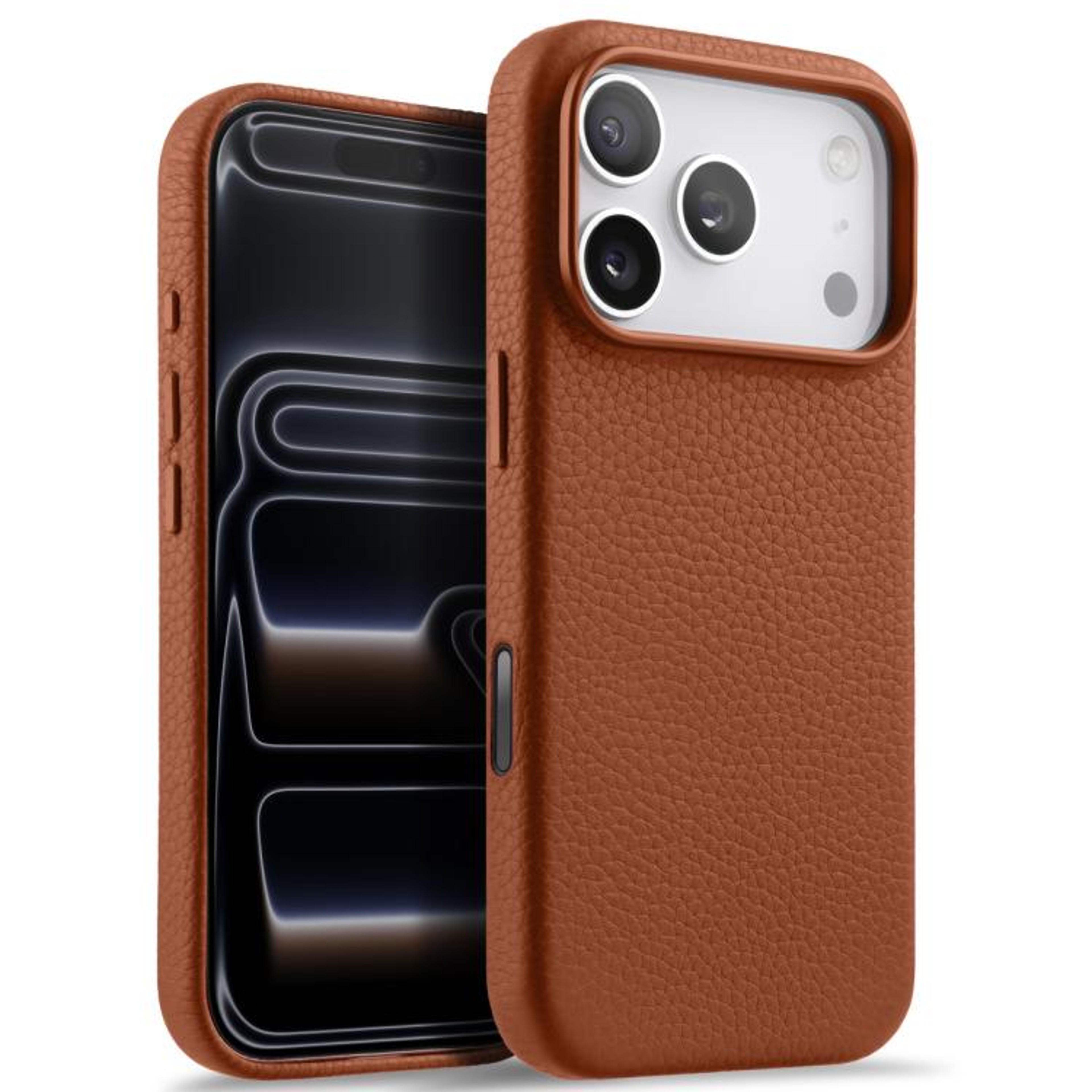 IPhone 18 Pro Genuine Leather Magnetic Full Coverage Case With AI Button 11