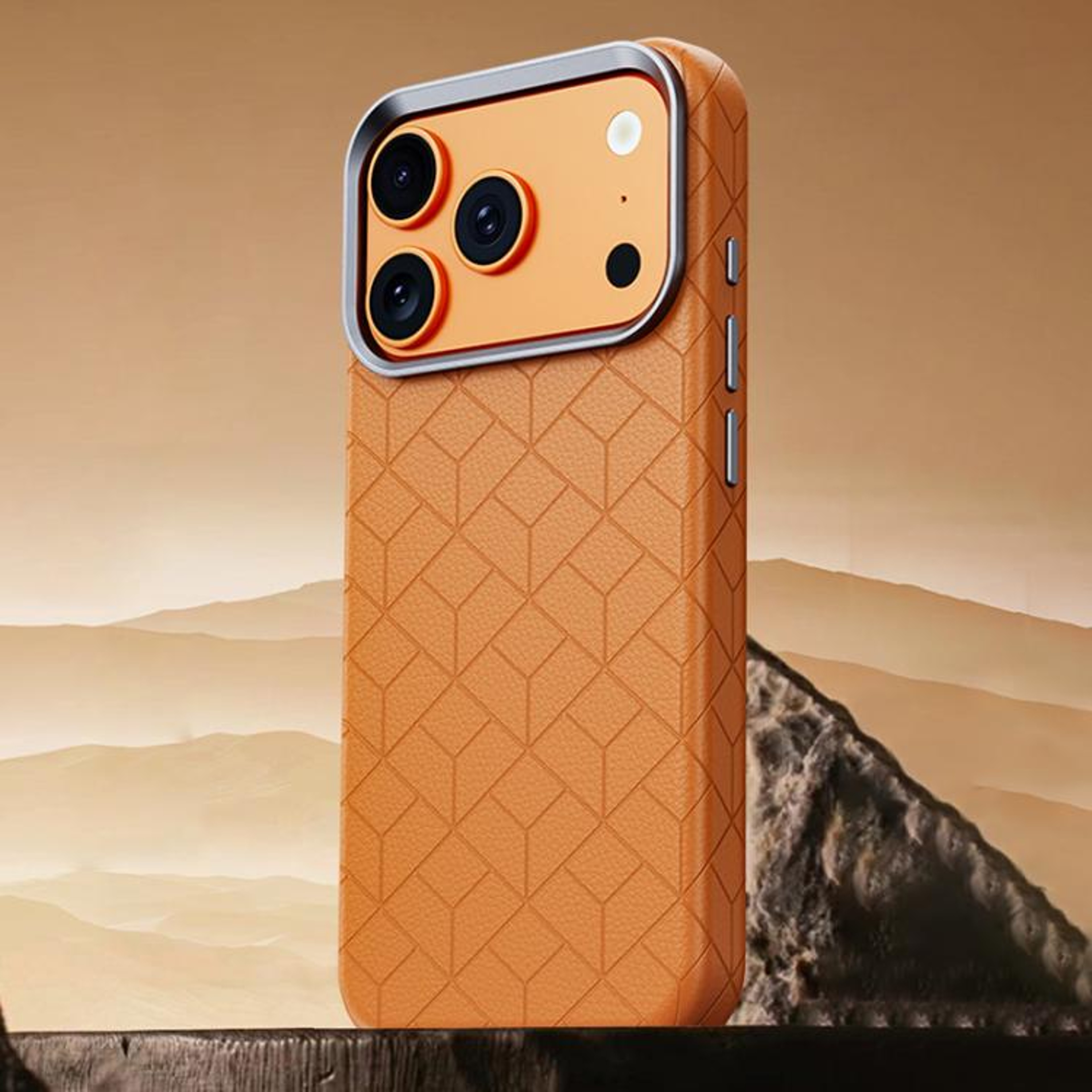 IPhone 18 Pro Max Magnetic Case With Embossed Grid Pattern And Metal Frame 11