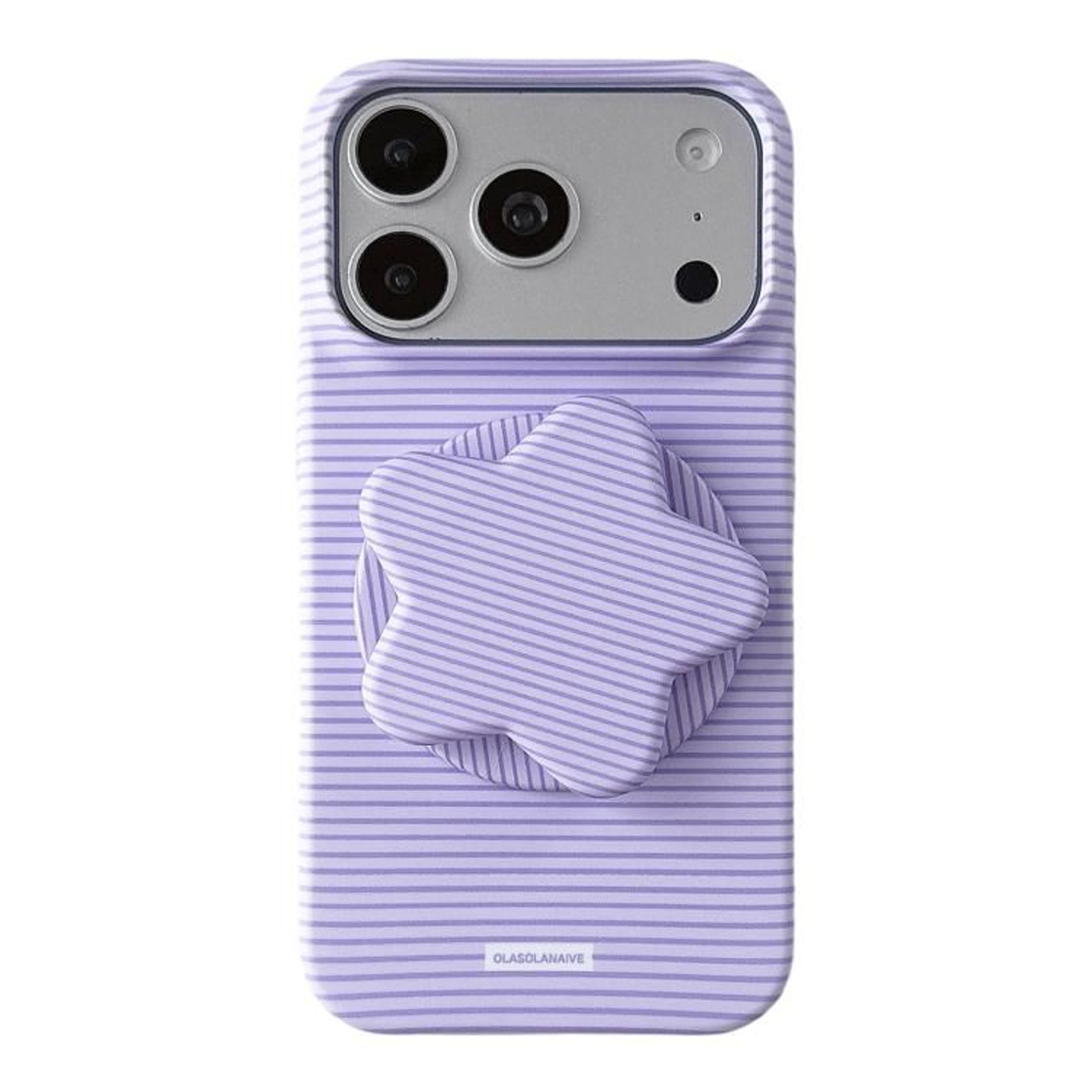 IPhone 18 Pro Macaron Striped Full Coverage PC Case With Rotating Star Stand 5