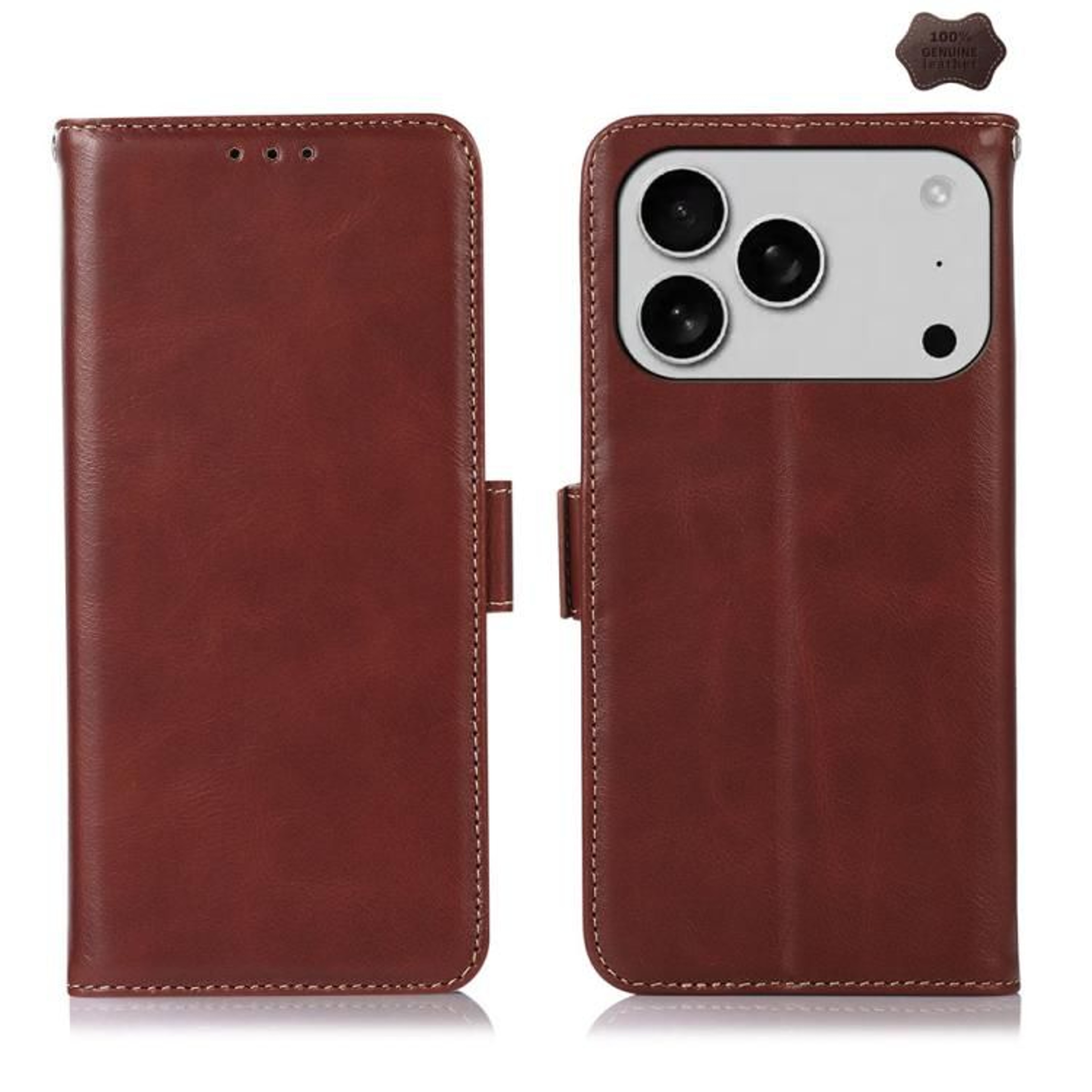IPhone 18 Pro Max Crazy Horse Cowhide Leather Wallet Case With Stand And RFID Shielding 10