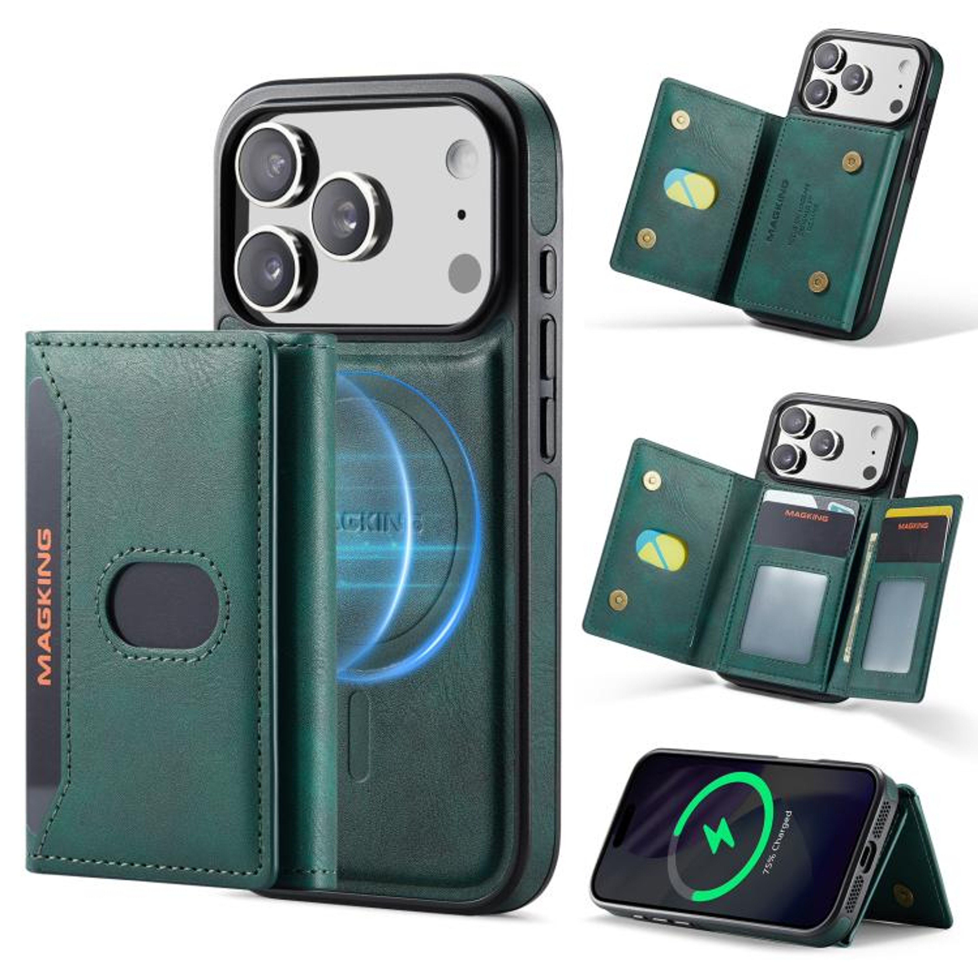 IPhone 18 Pro Max Magnetic Wallet Case With Detachable TriFold Card Holder 10