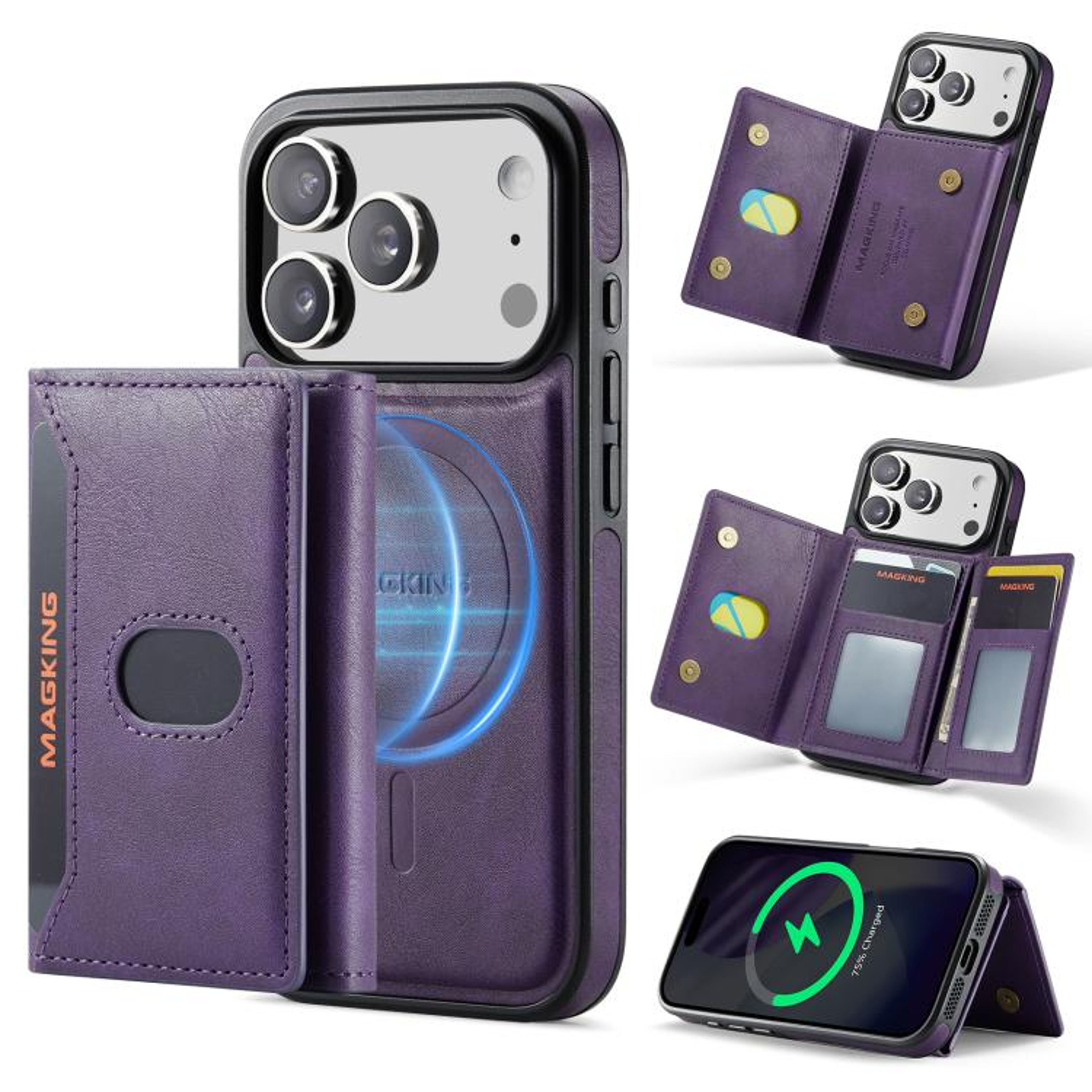 IPhone 18 Pro Max Magnetic Wallet Case With Detachable TriFold Card Holder 11