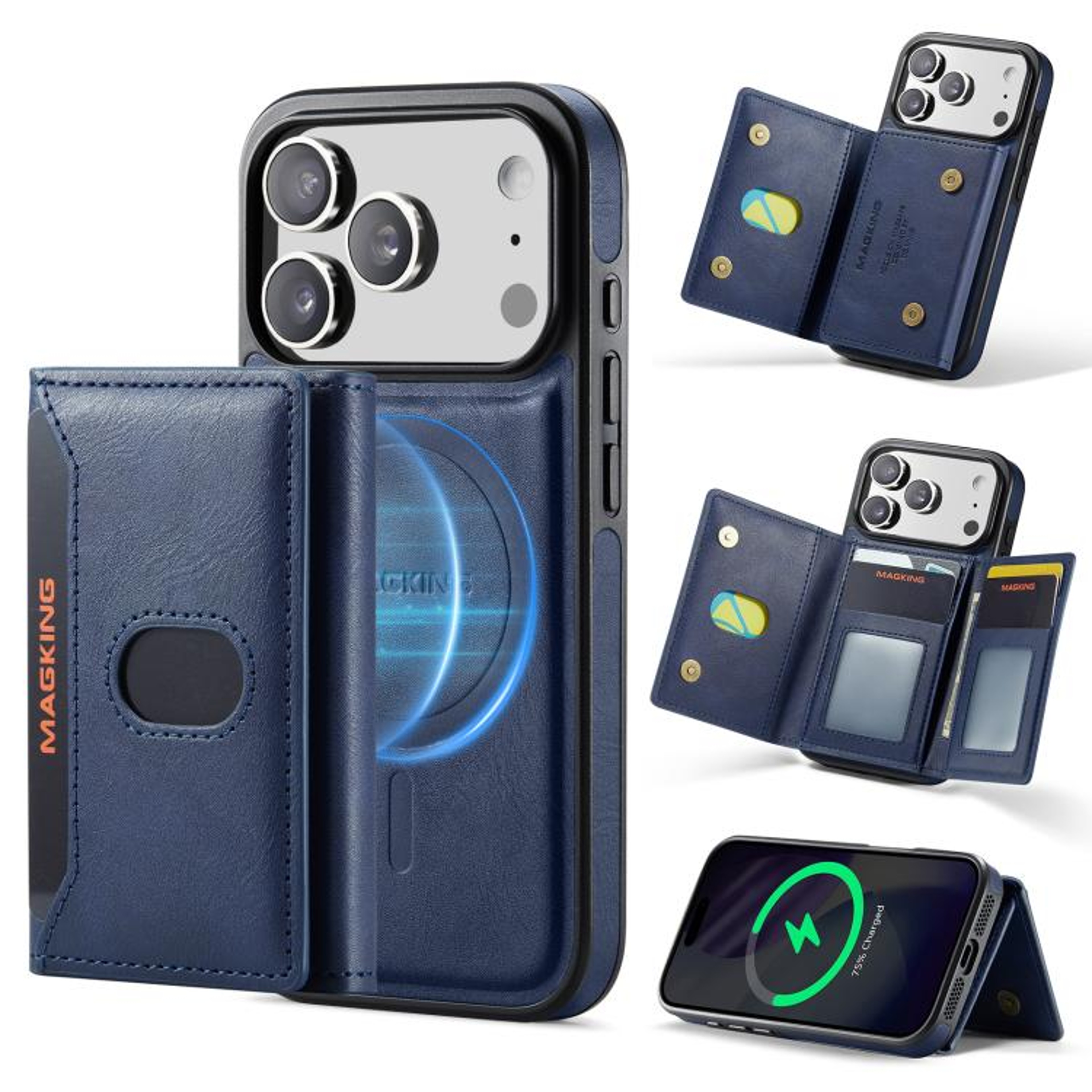 IPhone 18 Pro Max Magnetic Wallet Case With Detachable TriFold Card Holder 13