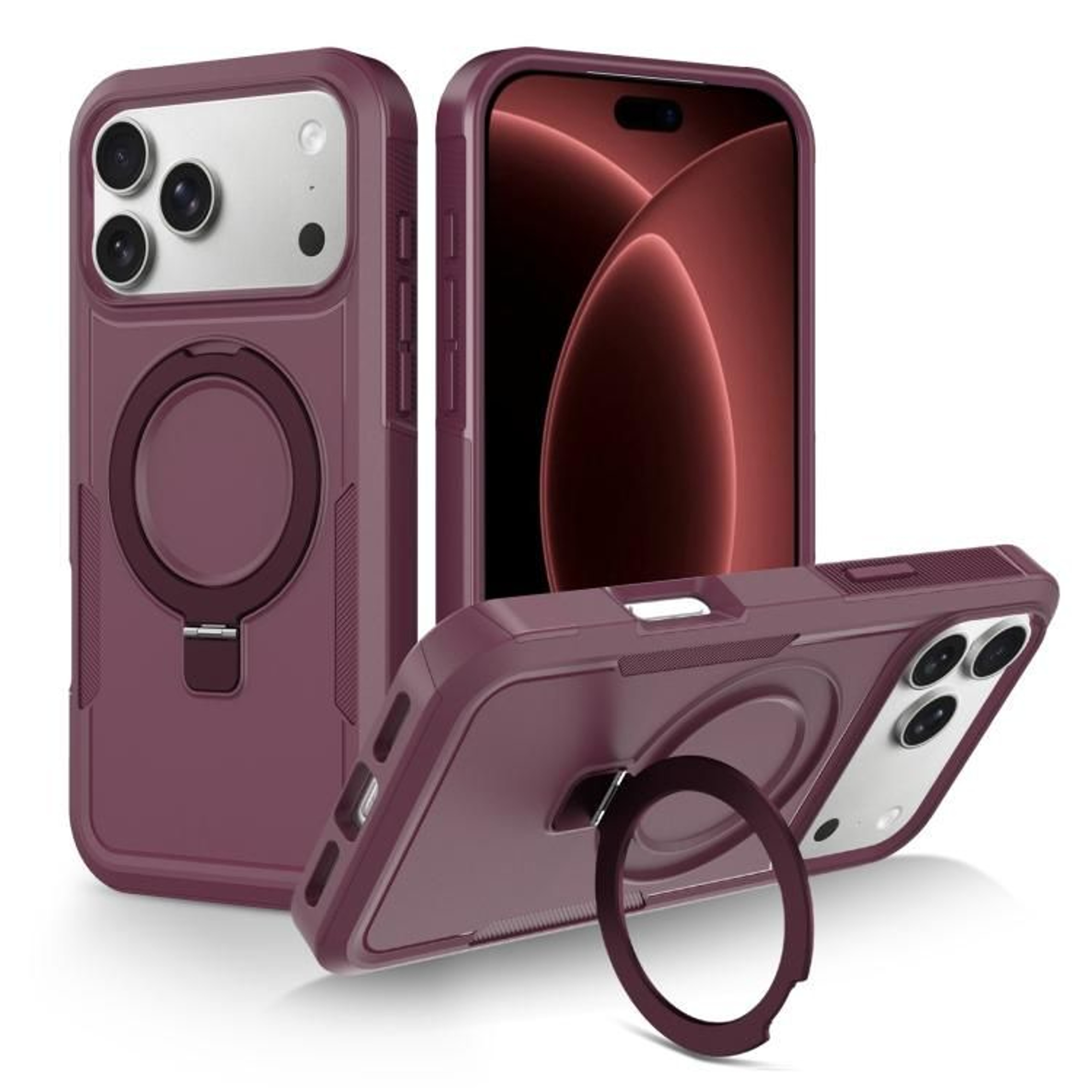 IPhone 18 Pro Magnetic Protective Case With 360 Ring Holder 15