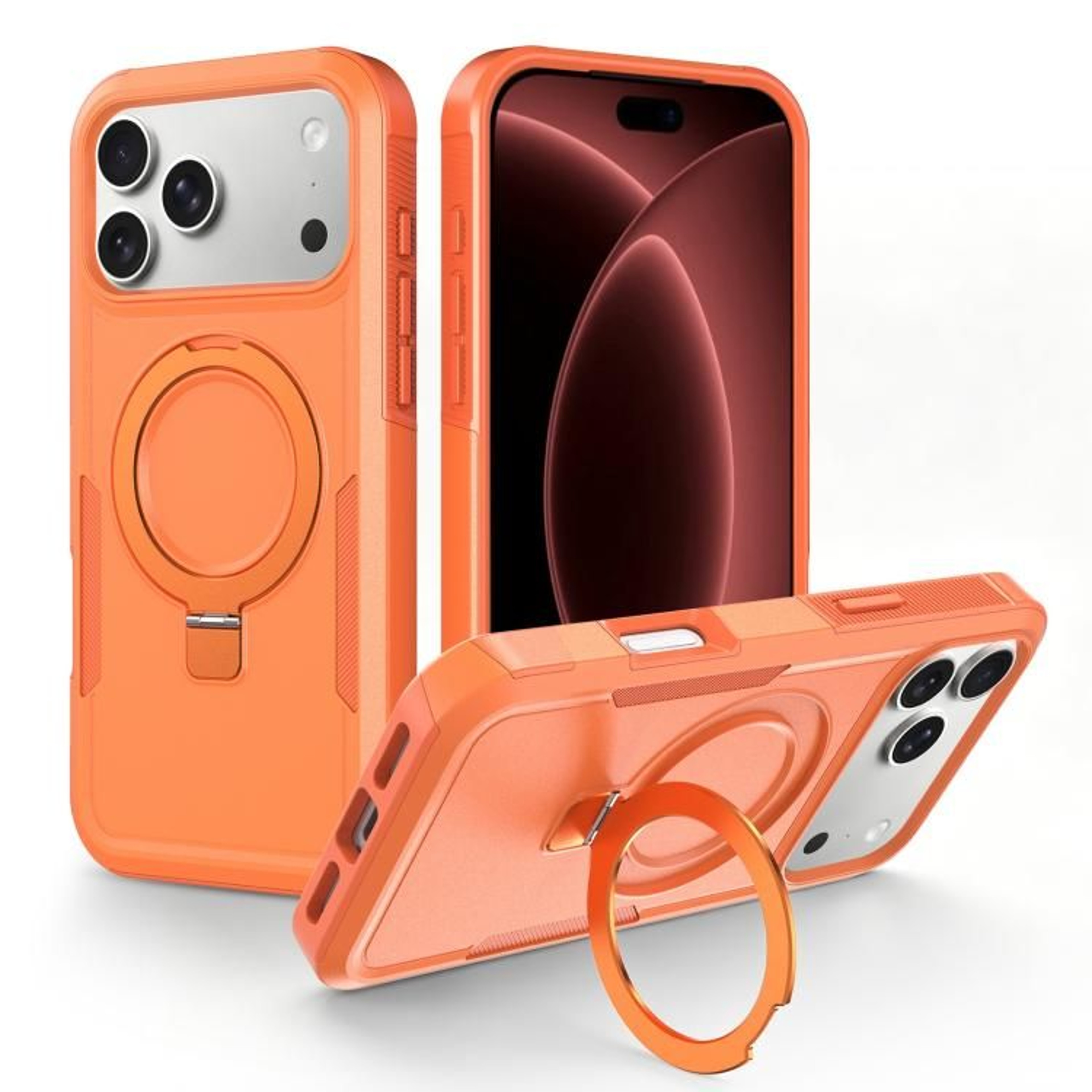 Shockproof Hybrid IPhone 18 Pro Max Case With Rotating Ring Holder And Magnetic Alignment 14