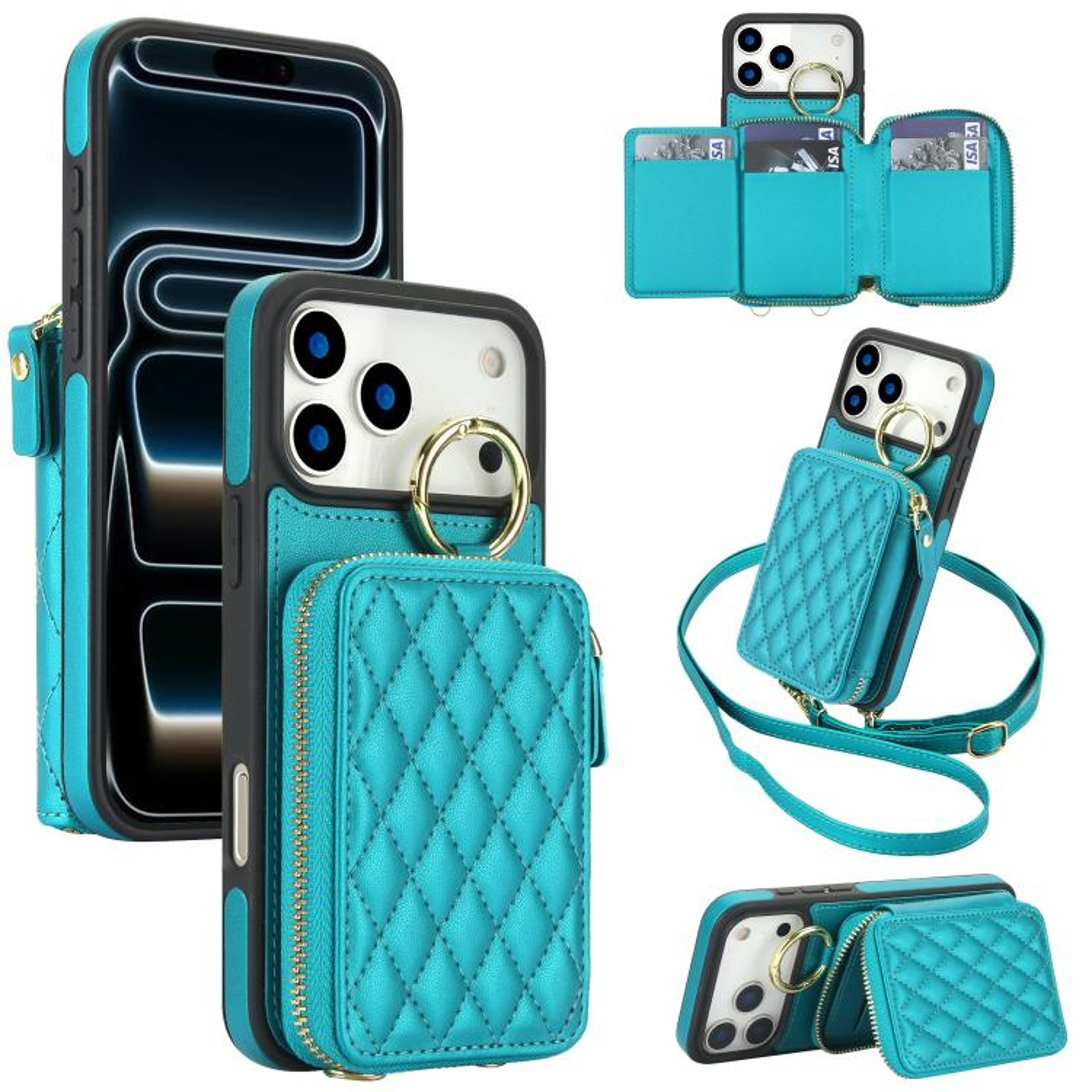 18 Pro Max Crossbody RFID Wallet Phone Case With Kickstand 10