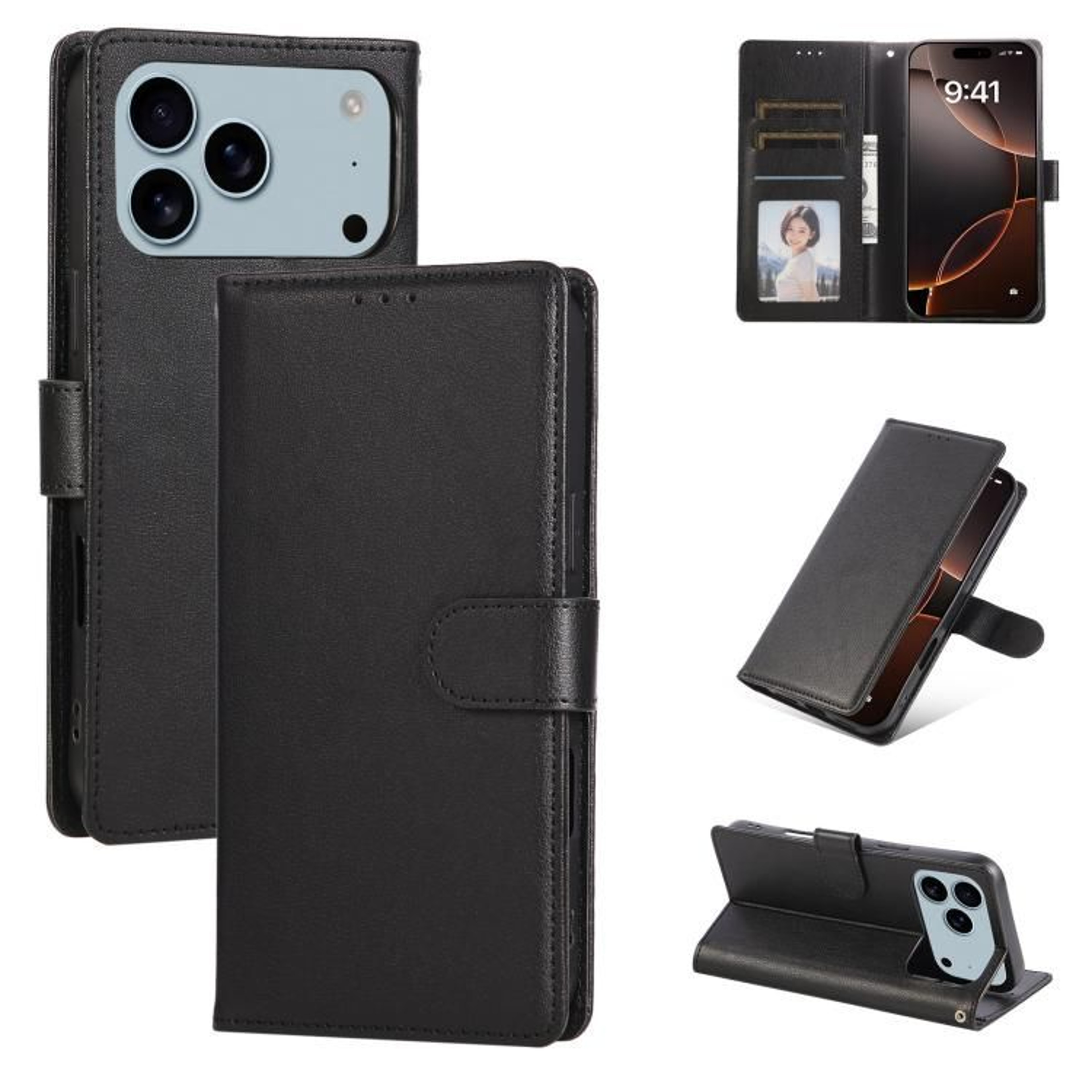 3Card Slot Leather Phone Case For IPhone 18 Pro 8