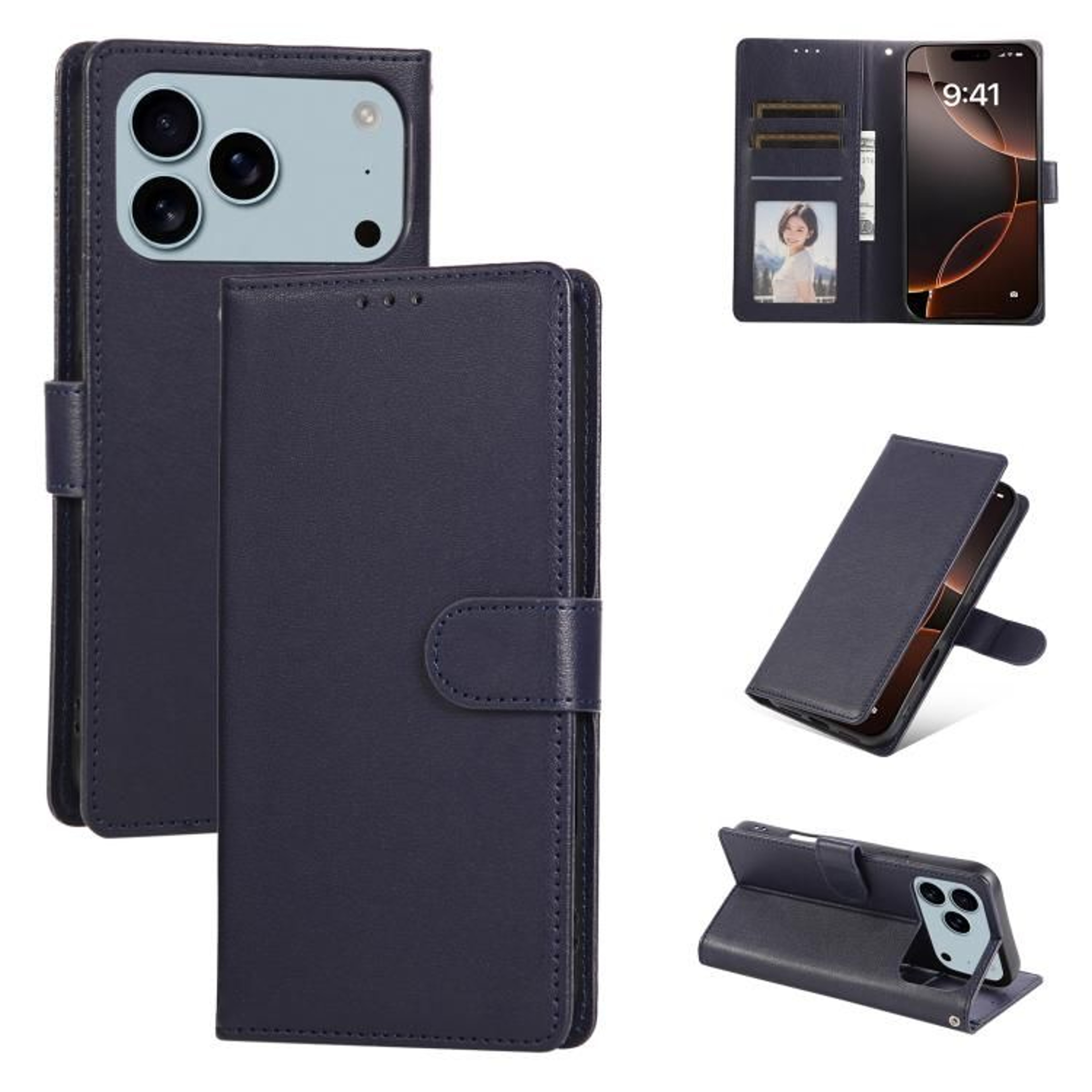 3Card Slot Leather Phone Case For IPhone 18 Pro 9