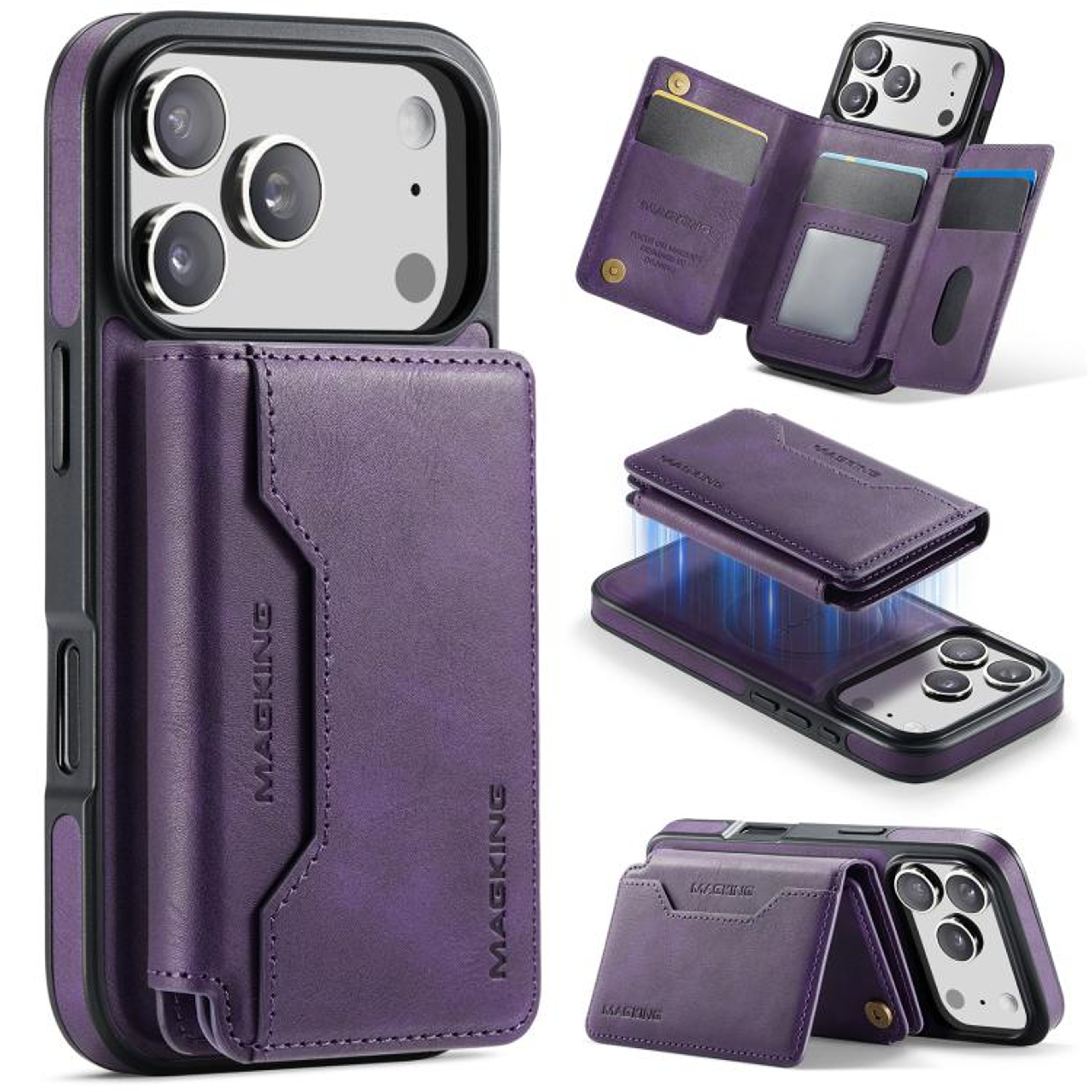 IPhone 18 Pro Max RFID Wallet Case With Detachable Card Holder And Stand 9