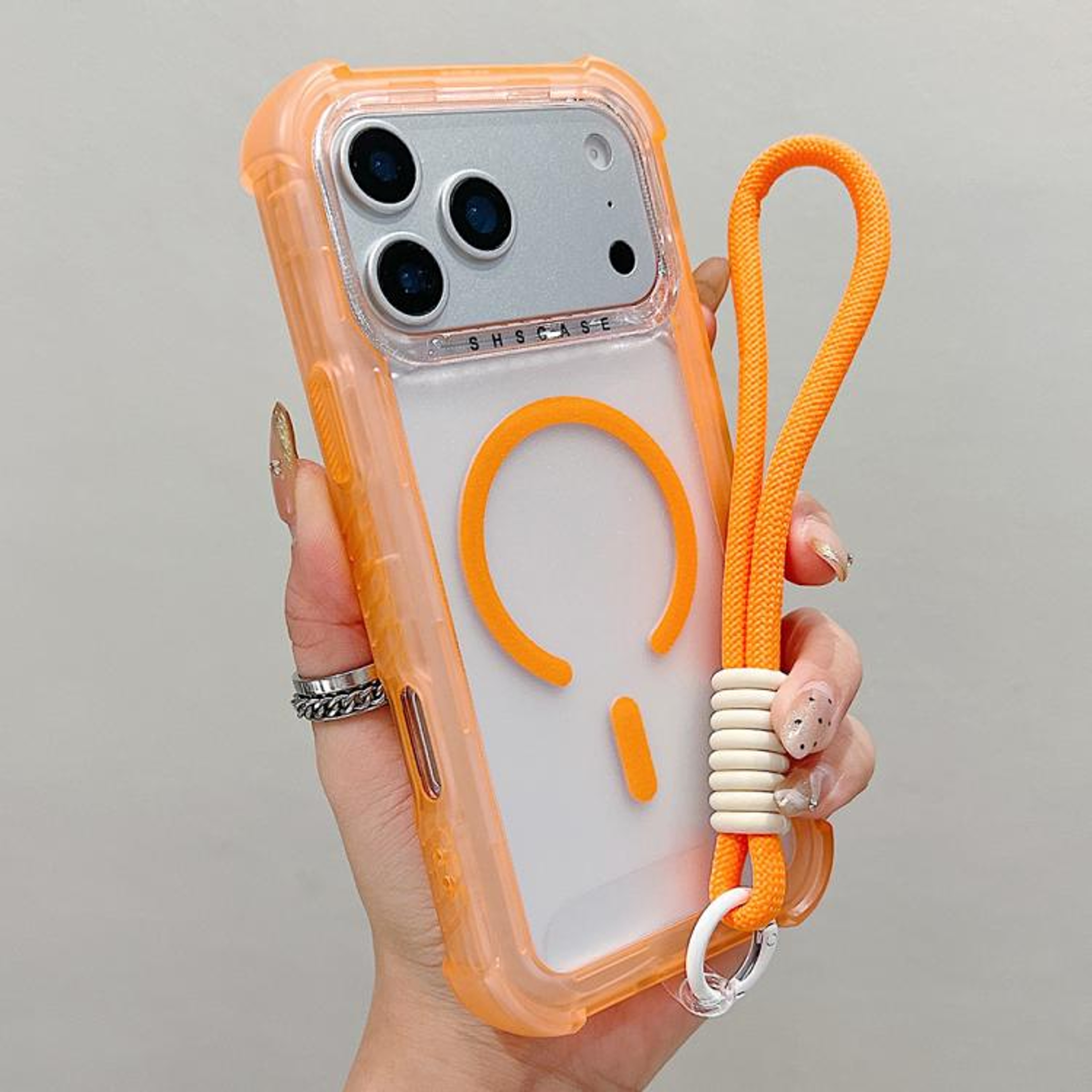 Transparent Matte MagSafe Phone Case For 18 Pro With Wrist Strap 11