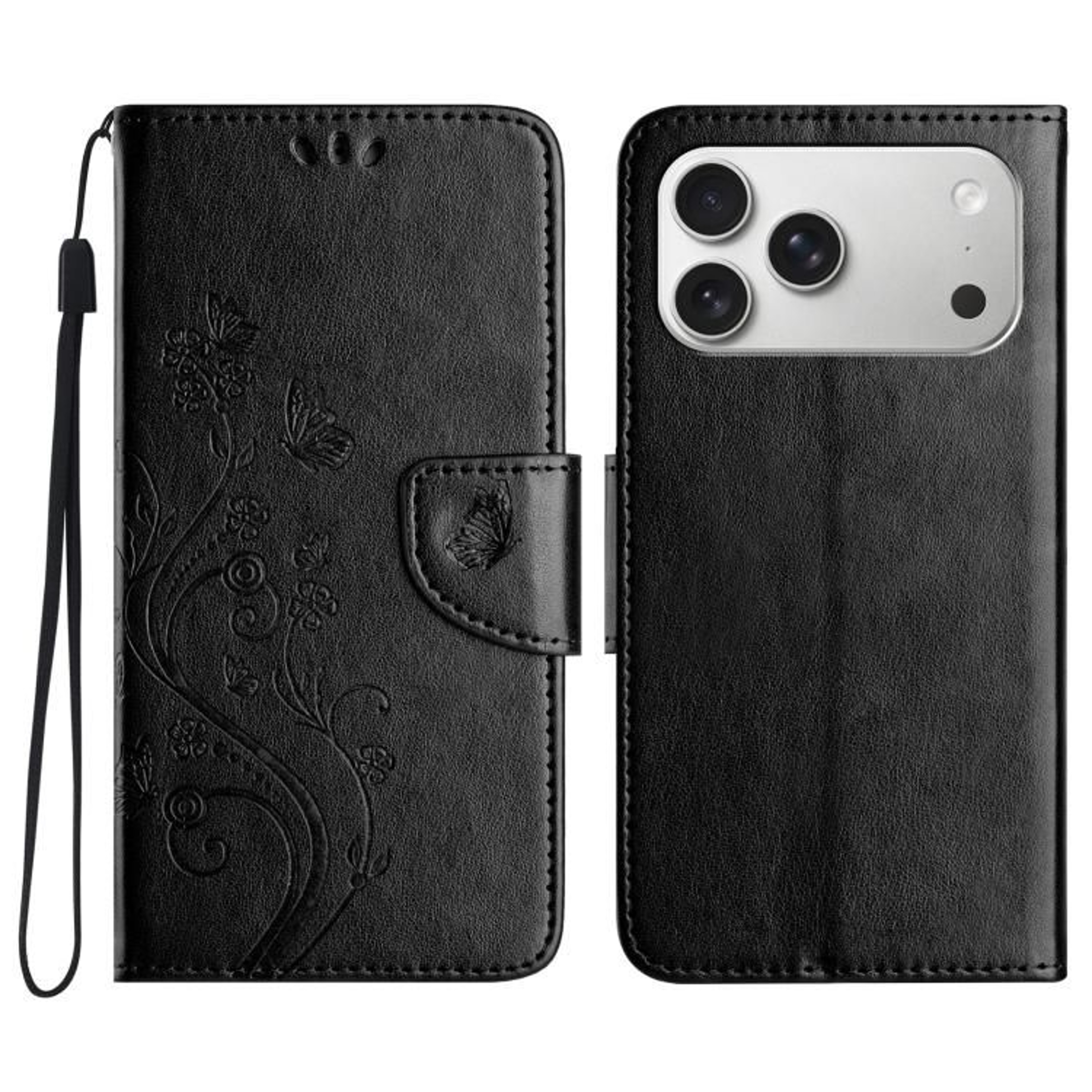 18 Pro Butterfly Flower Pattern Flip PU Leather Wallet Phone Case 12