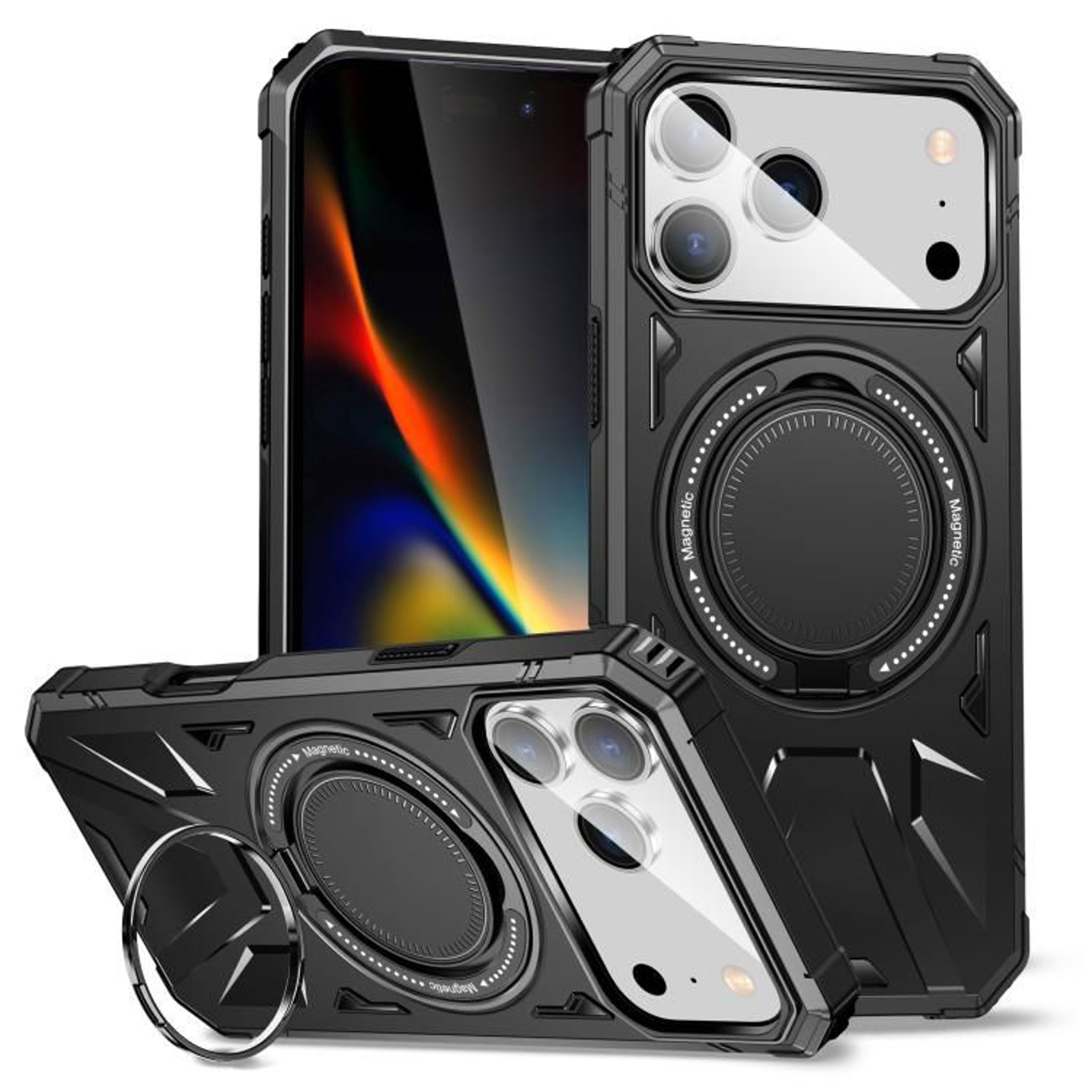 IPhone 18 Pro Magnetic Shockproof Phone Case With Ring Holder 8